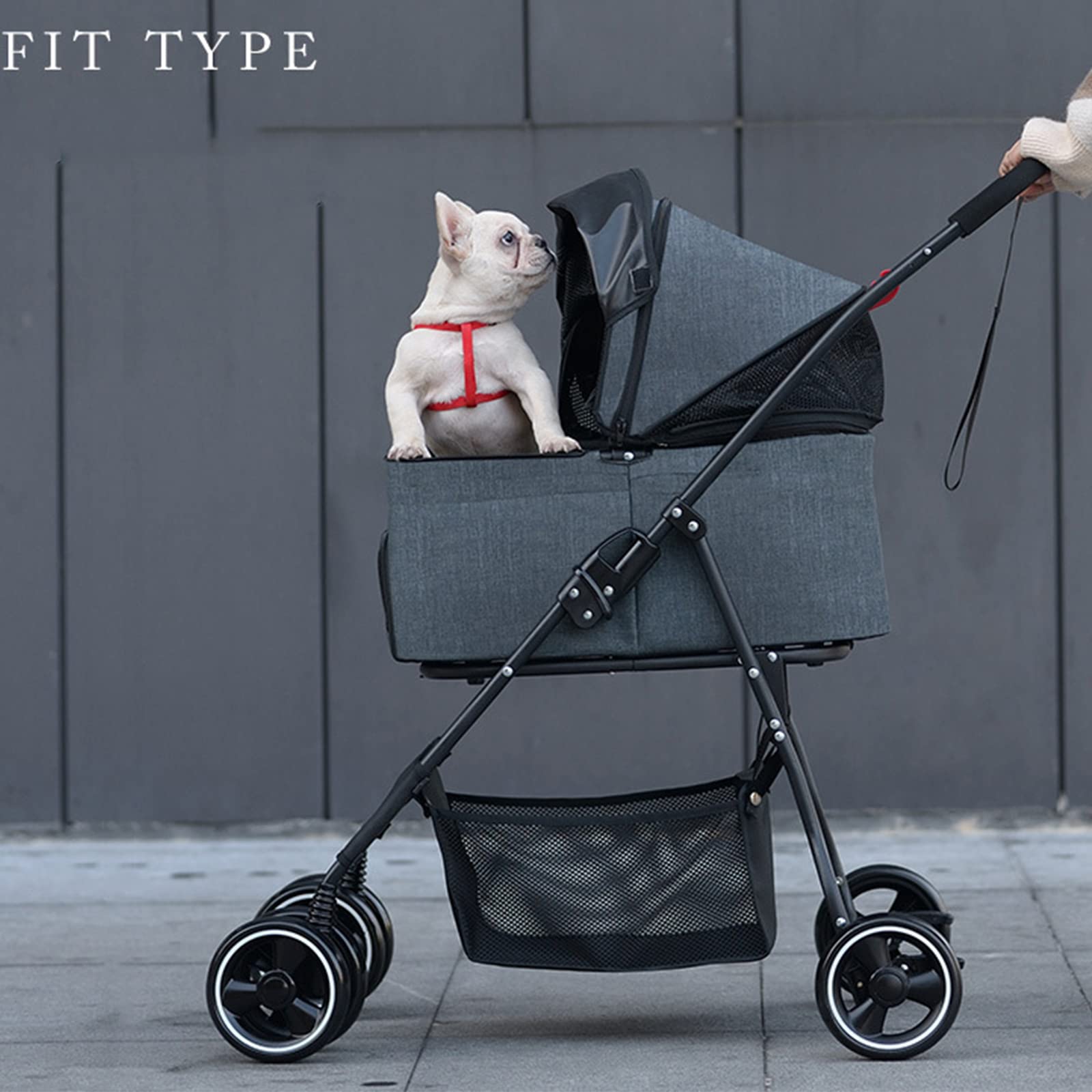 3-in-1 Foldable Dog Stroller for Small & Medium Dogs & Cats - Detachable Travel Carrier with 4 Wheels, Storage Basket & Mesh Windows - Perfect for Outdoor Walks, Vet Visits & Travel Adventures