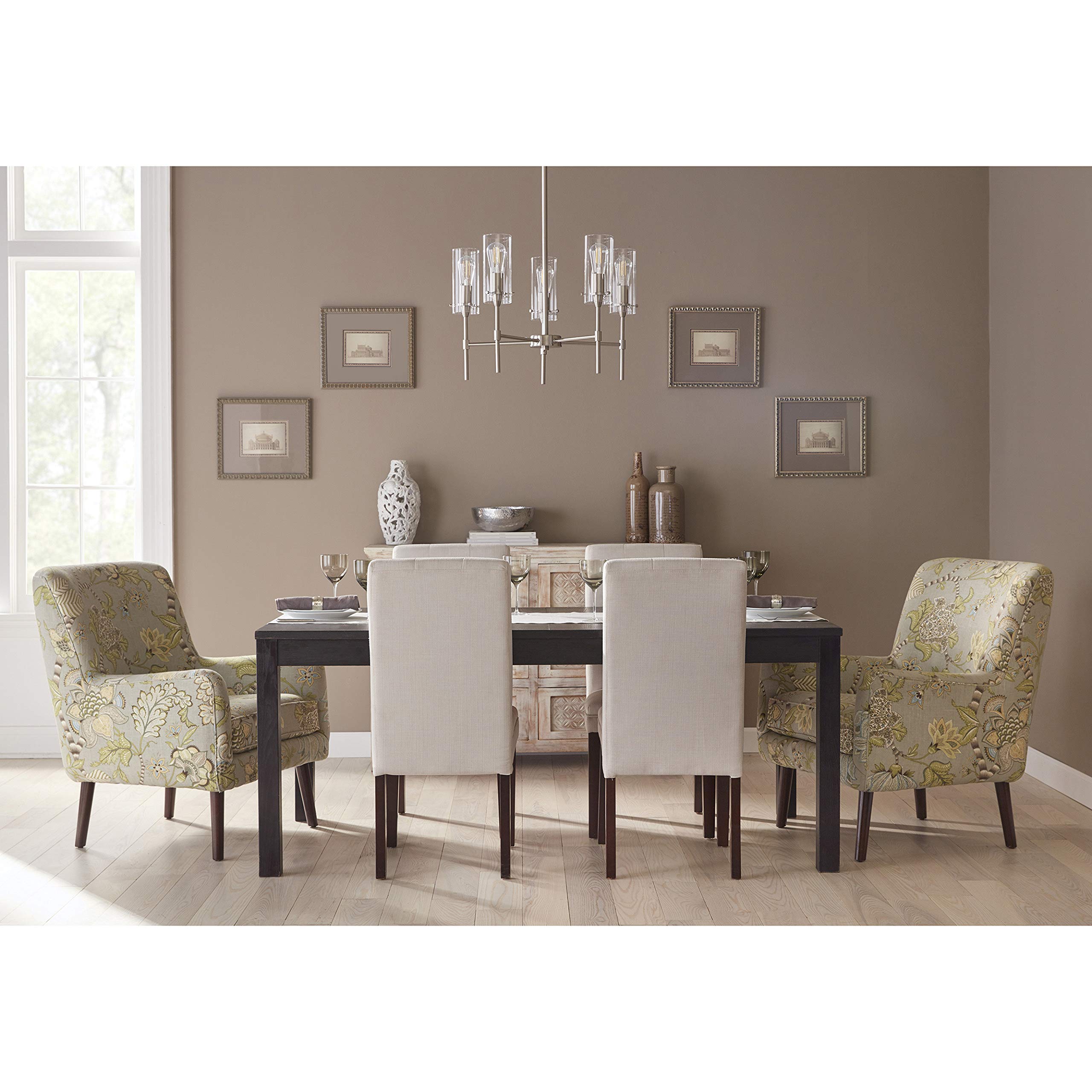 Linea di Liara Effimero 5-Light Brushed Nickel Chandelier - Modern Farmhouse Dining Room & Kitchen Pendant Light Fixture, UL Listed, Perfect for Dining Tables and Kitchen Islands