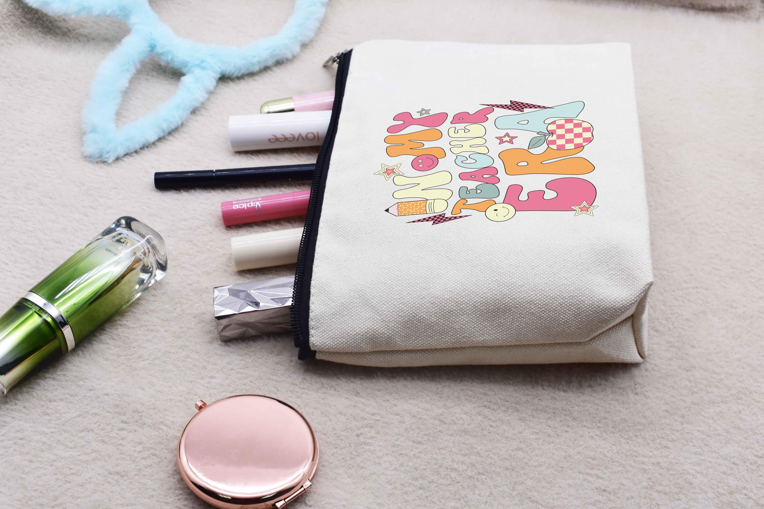 Funny Thanksgiving & Christmas Gift Ideas - Best Teacher Appreciation Makeup Bag, Cosmetic Travel Pouch - Perfect for School, Holidays & Travel - In My Teacher Era