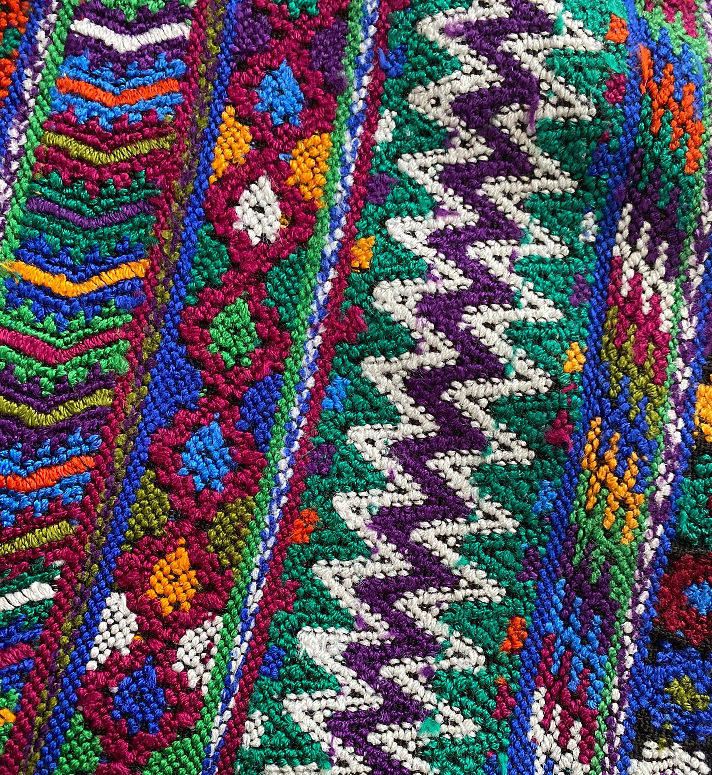 Vibrant Embroidered Huipil Guatemalan Blanket - Handwoven Cotton Throw for Sofa, Bed & Home Decor