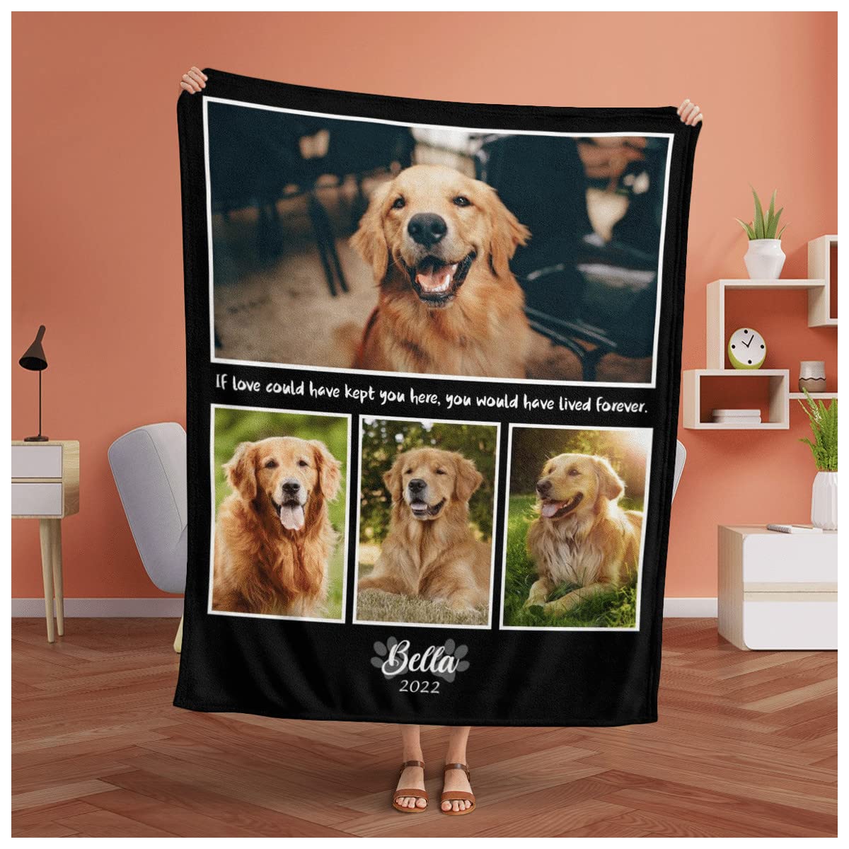 Custom Personalized Pet Memorial Blanket - 60x80 Inch Soft Throw for Dog Cat Loss Sympathy Gift | Pet Remembrance Blanket for Comfort & Healing After Losing a Beloved Pet | Perfect for Memorial Services, Home Decor & Emotional Support