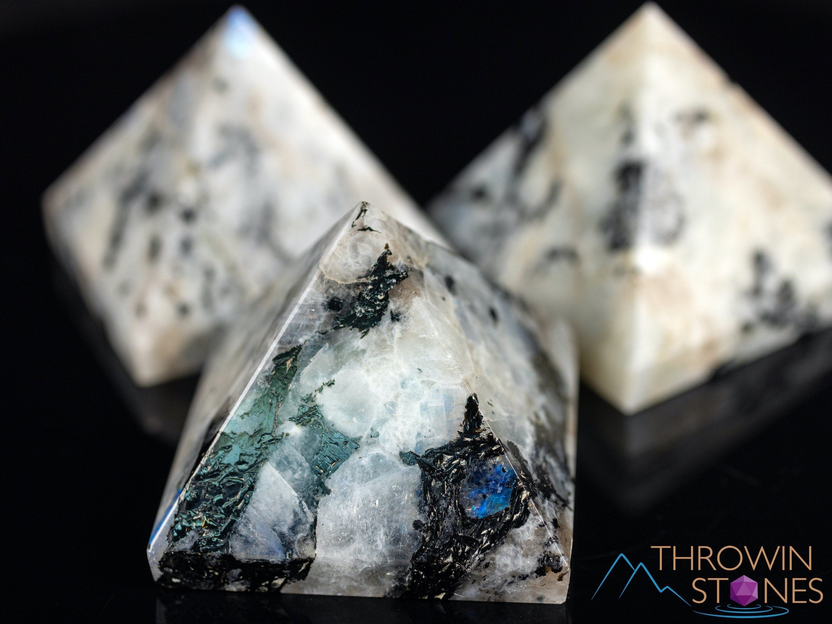 Rainbow Moonstone Crystal Pyramid - Sacred Geometry Healing Stone for Meditation, Chakra Balancing & Spiritual Growth | Metaphysical Decor & Gift Idea