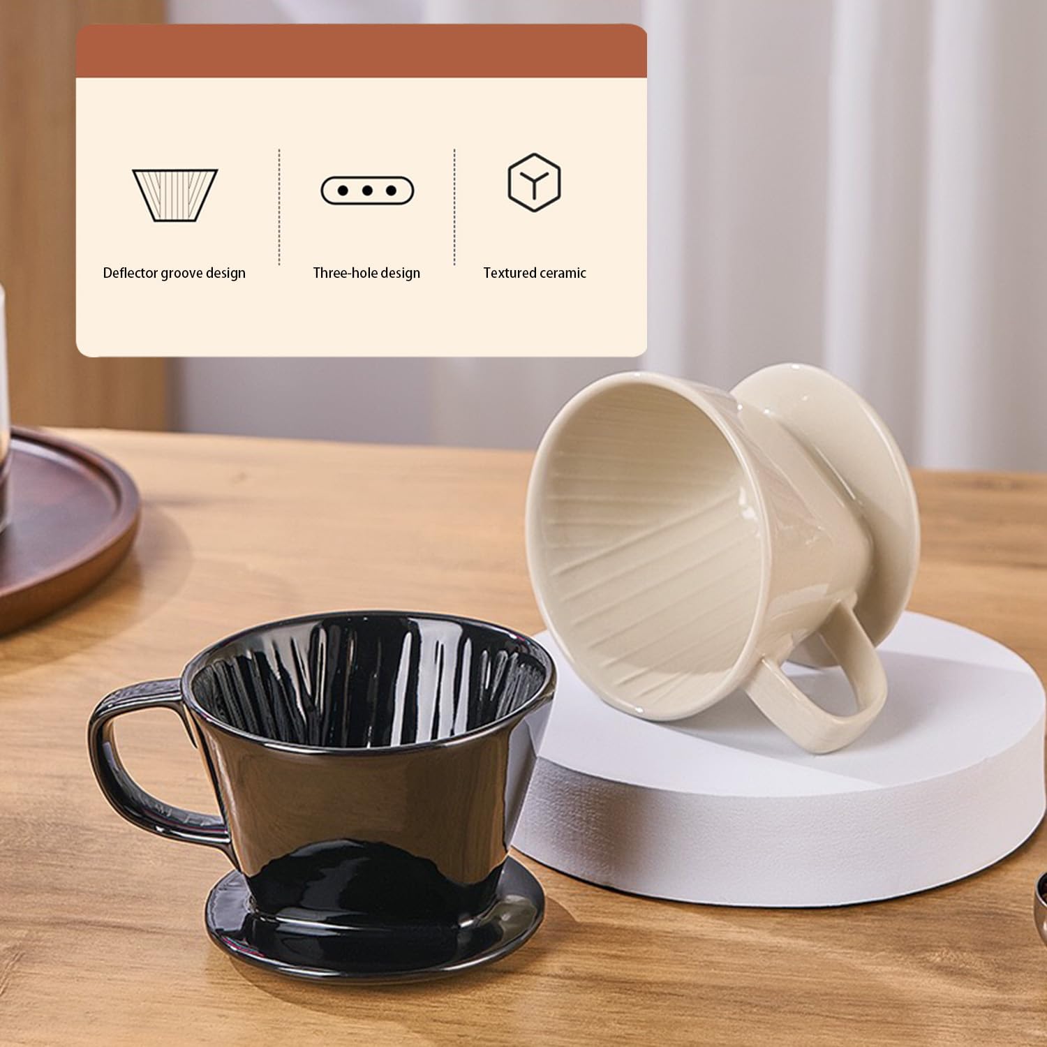 Premium Porcelain Pour Over Coffee Maker - Manual Non-Electric Slow Brew Dripper for Single Cup (2-4 Cups) - Perfect for Home, Office & Camping Coffee Lovers - White Medium Size Coffee Gift Set