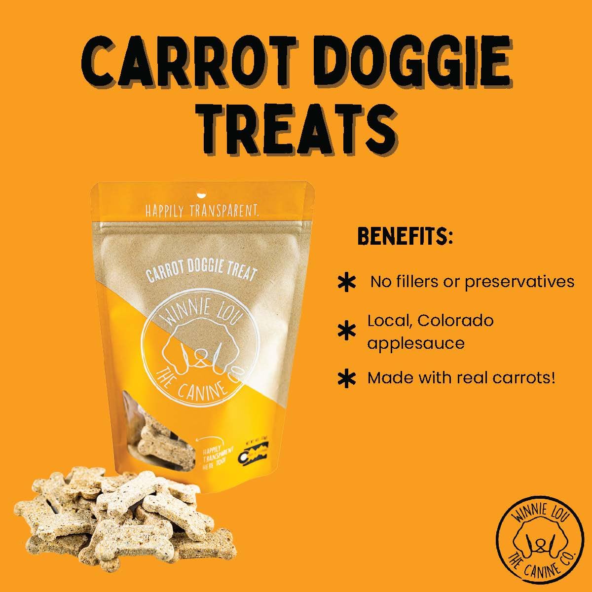 Organic Carrot Dog Treats USA Made - Healthy Tri-Colored Carrot & Applesauce Dog Biscuits - Human Grade, Locally Sourced from Colorado Farms (2-Pack) - Perfect for Training, Rewards & Digestive Health