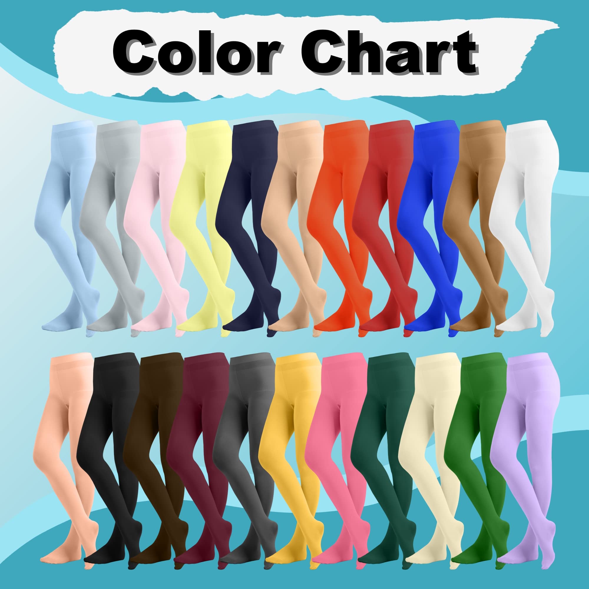 EMEM Women's Opaque Microfiber Footed Tights - Solid Color Leggings for Workout, Yoga & Everyday Wear