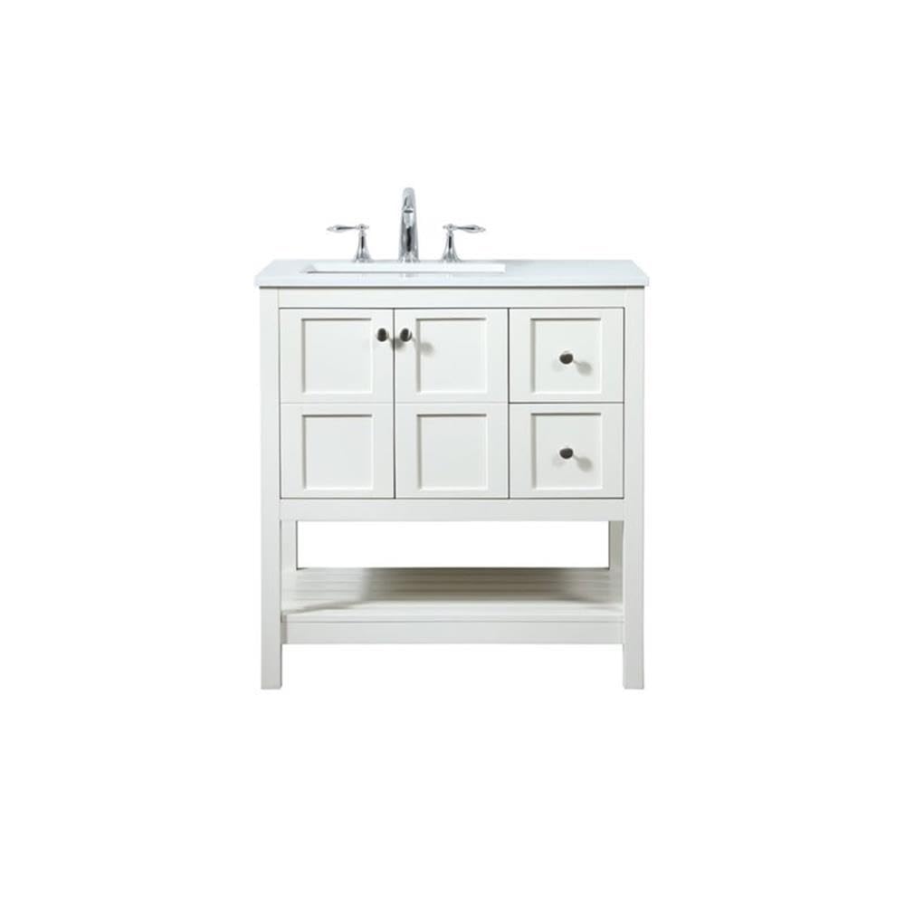 32 Inch Single Bathroom Vanity Cabinet with Sink - Elegant White Finish for Modern Bathroom & Powder Room Makeover