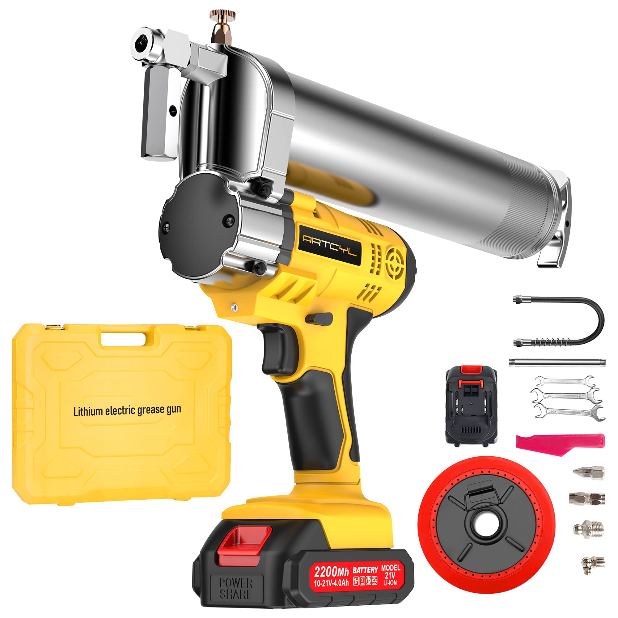 20V Cordless Electric Grease Gun - 10000 PSI High Pressure Professional Grease Gun with 2 Batteries for Automotive, Industrial & Farm Equipment Maintenance