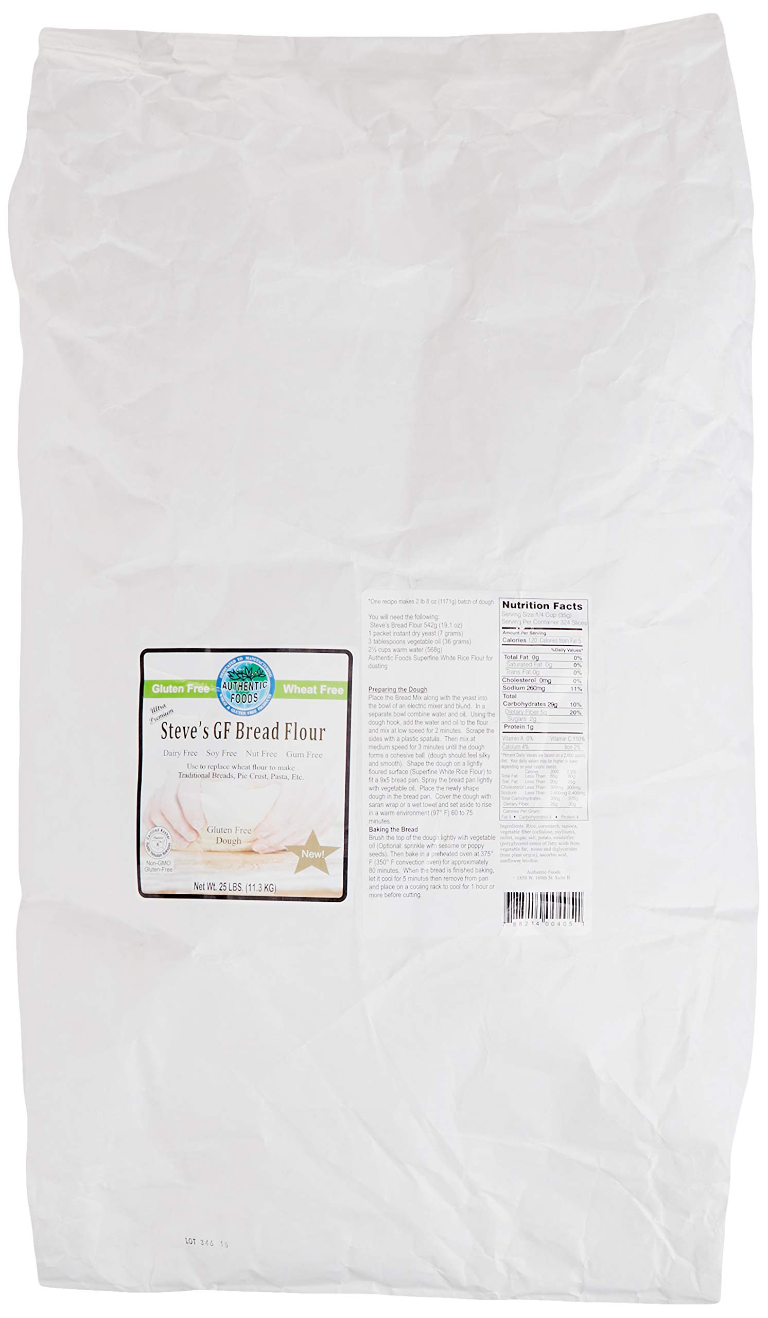 Authentic Foods Steve's GF Bread Flour Blend - 25 lbs | Gluten-Free Baking Flour for Bread, Pizza & Pastries | Perfect for Home Bakers & Commercial Kitchens