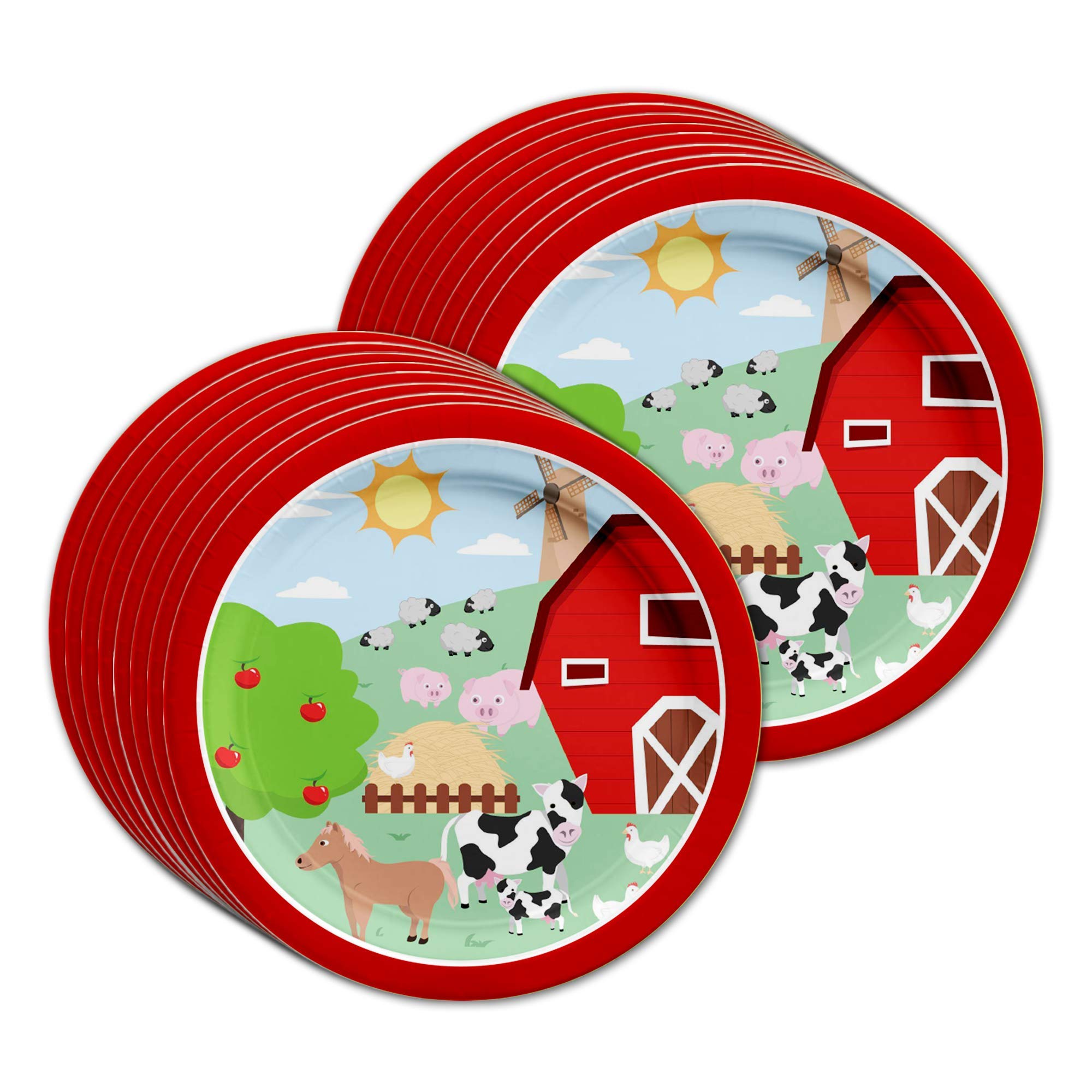 Barnyard Farm Animals Birthday Party Supplies Set - 16-Piece Tableware Kit with Plates, Napkins & Cups for Kids' Farm-Themed Parties