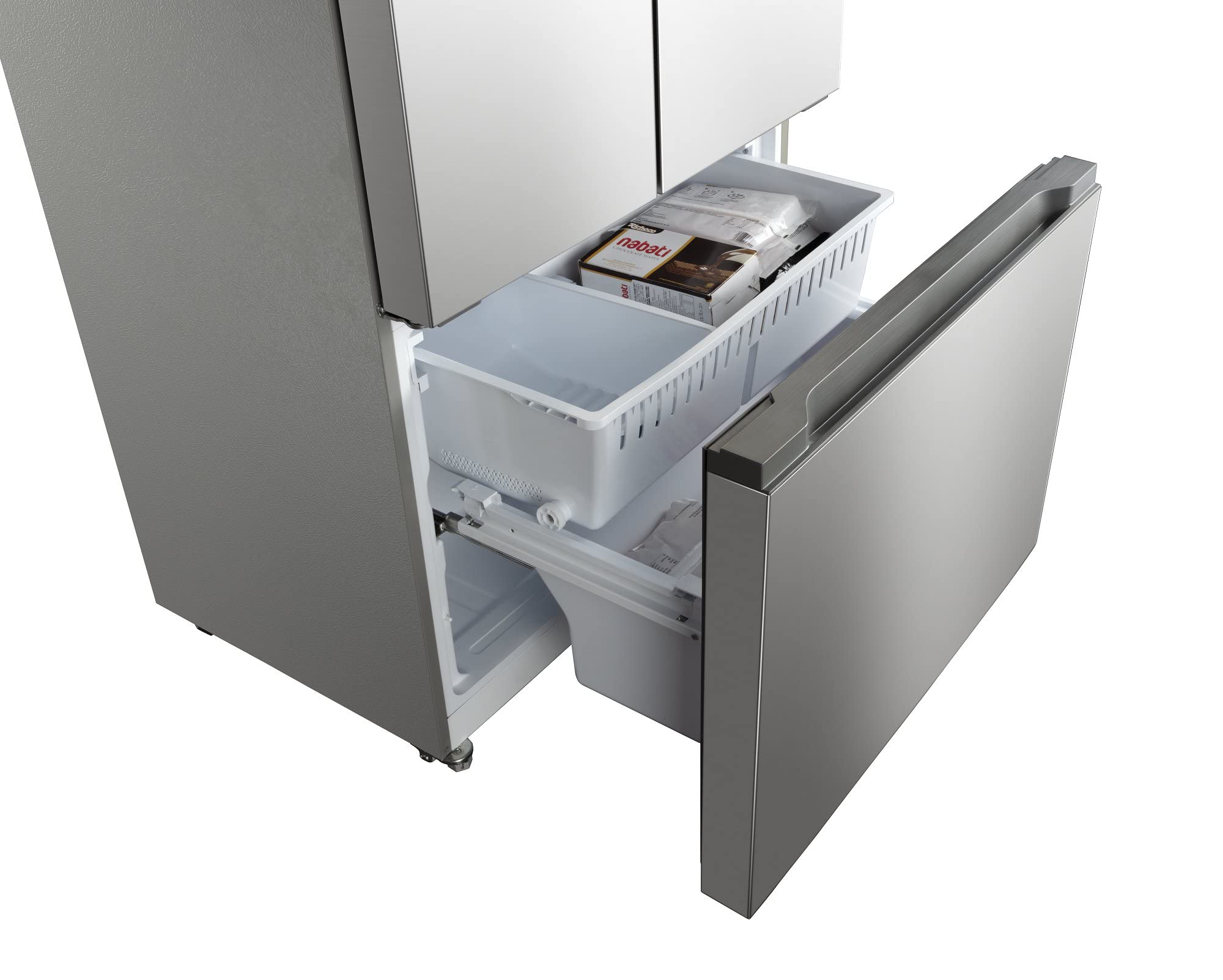 Hamilton Beach HBF1662 16.6 cu ft Stainless Steel French Door Refrigerator with Freezer Drawer - Full Size Counter Depth Design for Modern Kitchens & Open Floor Plans