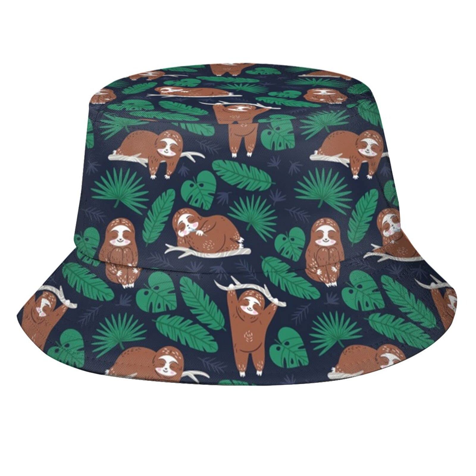KiuLoam Sloth Tropical Unisex Bucket Hat - Packable Fisherman Hat for Outdoor Summer Travel, Hiking & Beach | Sun Protection for Men & Women | Perfect for Vacations, Camping and Water Sports
