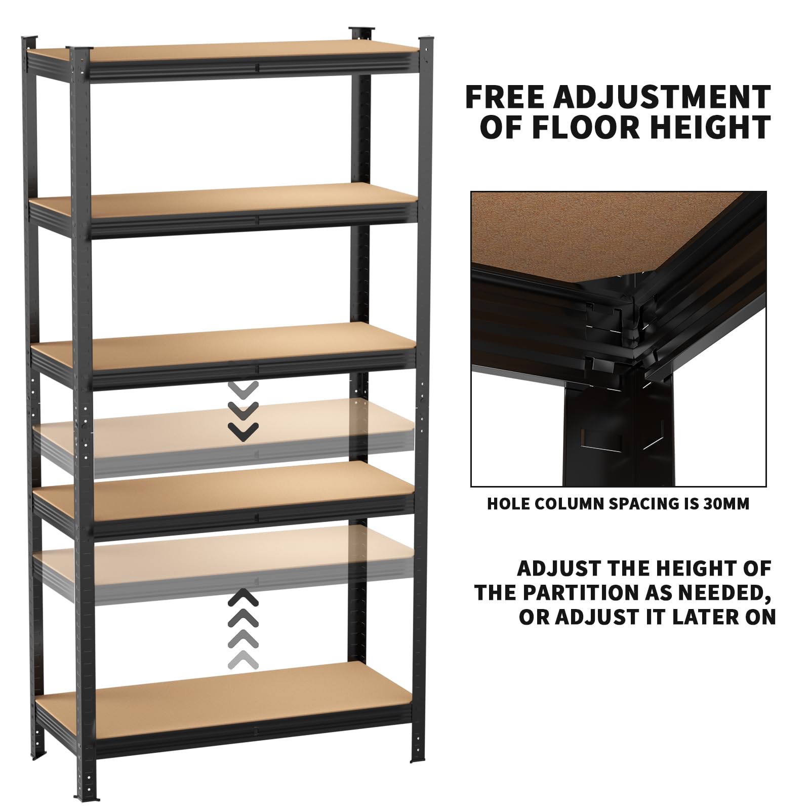 5 Tier Heavy Duty Metal Storage Shelves - Adjustable Height Garage & Pantry Organizer, 180CM Tall Industrial Shelving Unit for Home, Warehouse & Office Storage Solutions