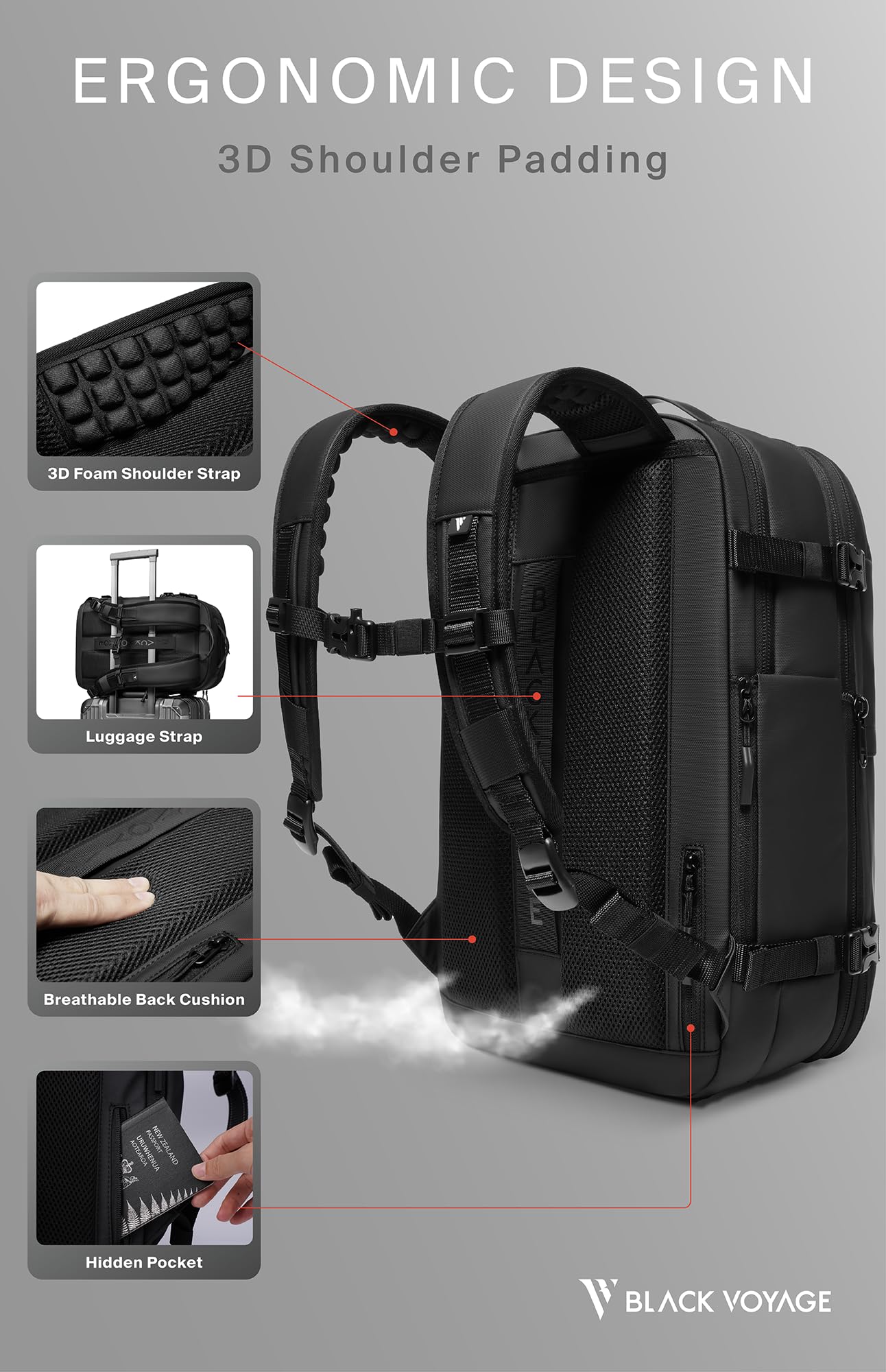 60L Expandable Vacuum Seal Compression Travel Backpack with Electric Air Pump - Water Resistant & TSA Lock (AERO - Black, 25L-60L) | Perfect for Air Travel, Camping & Space-Saving Storage