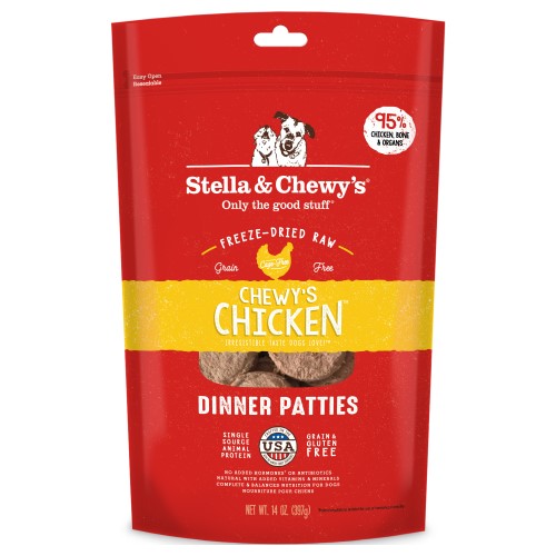 Stella & Chewy's Freeze-Dried Dog Food Patties - Chicken Recipe for Small & Large Dogs | Grain-Free Raw Nutrition for Puppies & Adult Dogs | Perfect for Travel, Training & Mealtime