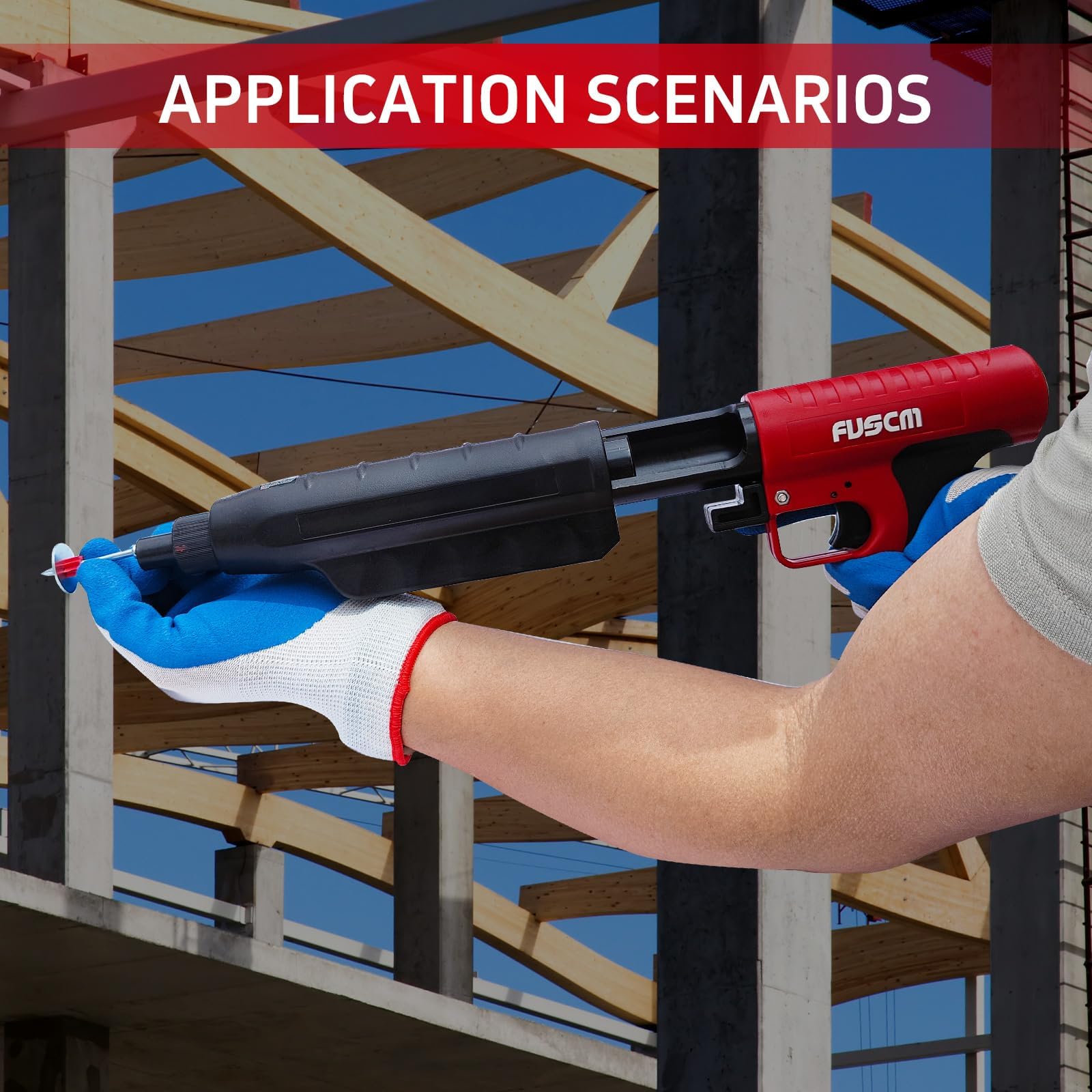 Low Velocity Powder Actuated Tool FV-396 - .22 Cal Single Shot Nail Gun with Silencer for Wood, Steel, Concrete & Masonry Fastening | Ideal for Construction, Framing and Concrete Anchoring Projects