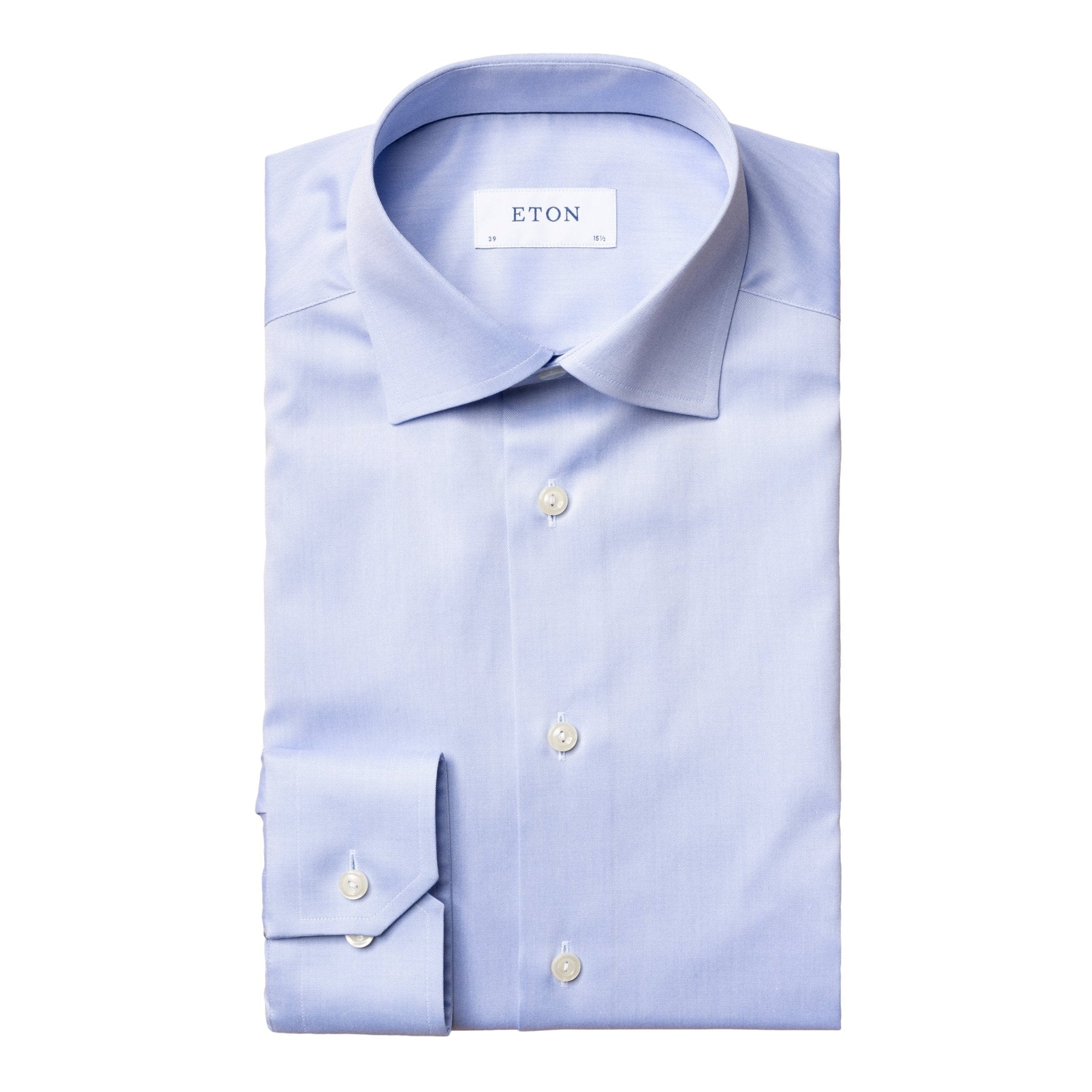 ETON Men's Plain Twill Tail Single Cuff Cotton Dress Shirt - Sky Blue | Business Casual & Office Wear | Formal & Wedding Attire
