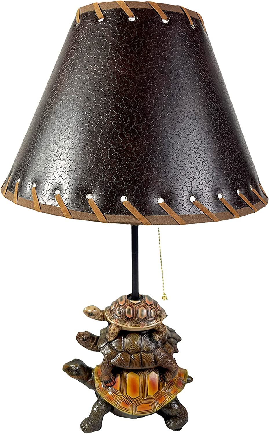 Urbalabs Western Beach Turtle Stack Lamp - End Table & Standing Table Lamp for Living Room, Bedroom, Office - Coastal Decor Nightstand Light with Turtle Design