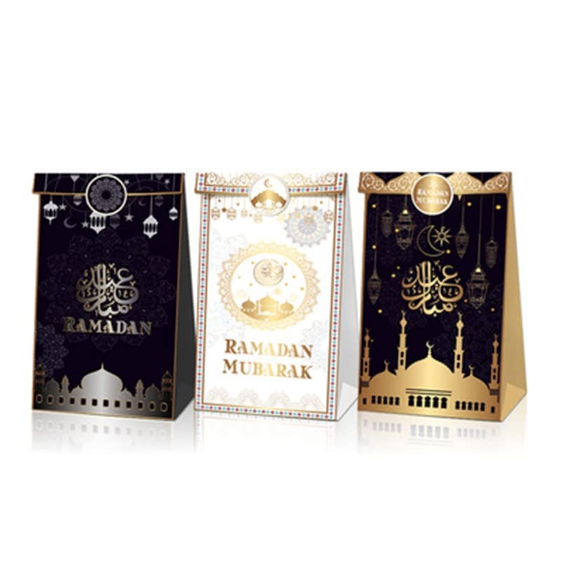 12Pcs Eid Mubarak Gift Bags - Moon Castle Print for Ramadan Party Decor