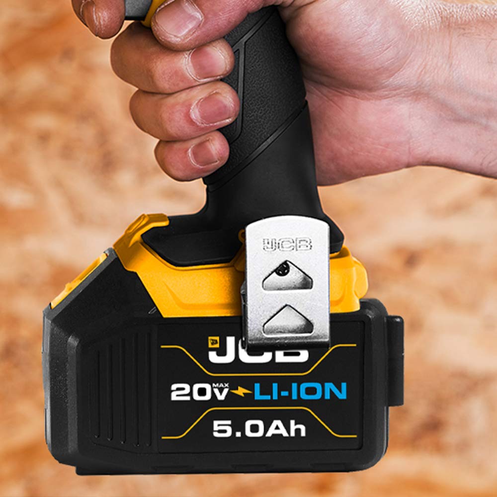 JCB 20V 5.0Ah Lithium-Ion Battery with Charge Indicator - Compatible with JCB 20V Power Tools (Drill, Jigsaw, Circular Saw) - Perfect for Construction, Woodworking & DIY Projects