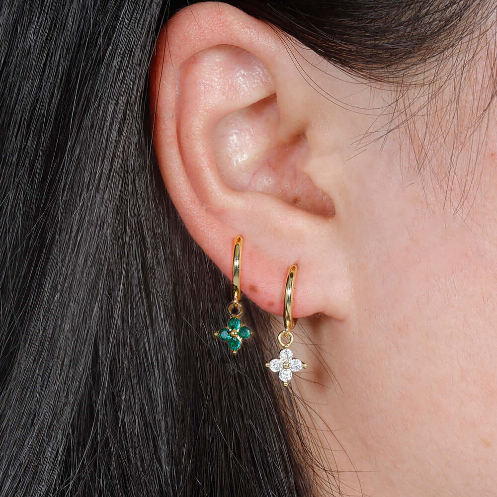 Small Flower Everyday Clip On Hoop Earrings for Women | LN0209 | Perfect for Casual Wear, Office & Special Occasions