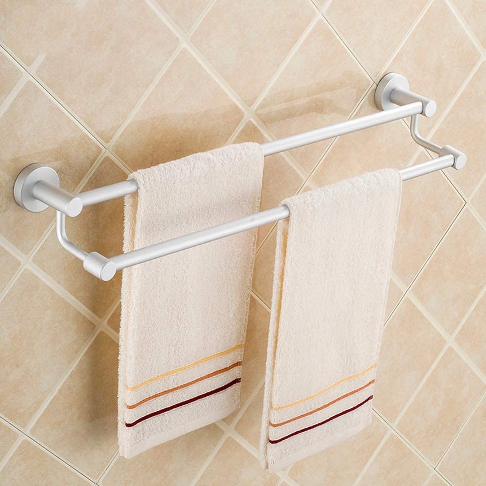 Double Pole Over Door Towel Rack - Space Saving Aluminum Towel Bar for Bathroom - Wall Mounted Towel Holder Rail (60cm/24in) - Perfect for Small Bathrooms & Space Optimization