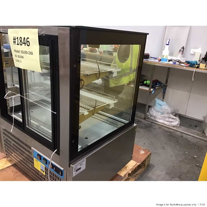 Bonvue Black Trim Square Glass Cake Display Stand with 2 Shelves - SSU90 2XB NSW1846 - Perfect for Bakery, Dessert Shop & Home Kitchen Display