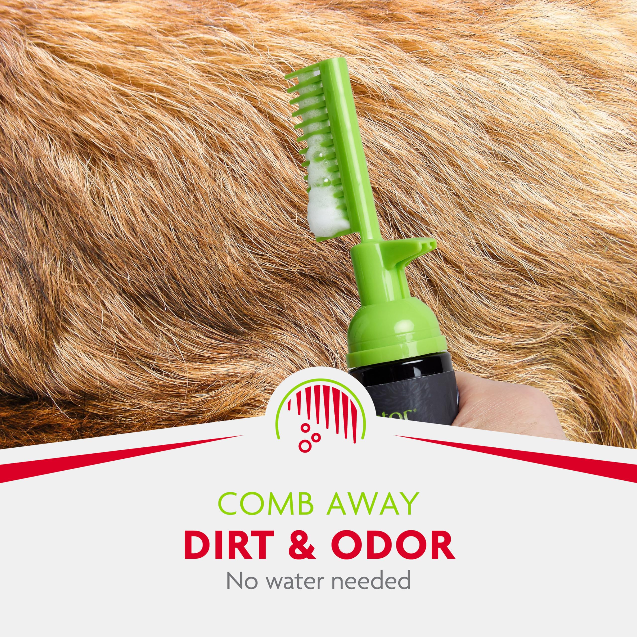 FURminator Tub-Free Deshedding Foam Comb for Dogs - 3 oz Grooming Brush Reduces Shedding, Freshens Coat & Eliminates Odors Without Rinsing - Perfect for Bath Time, Travel & Quick Grooming Sessions