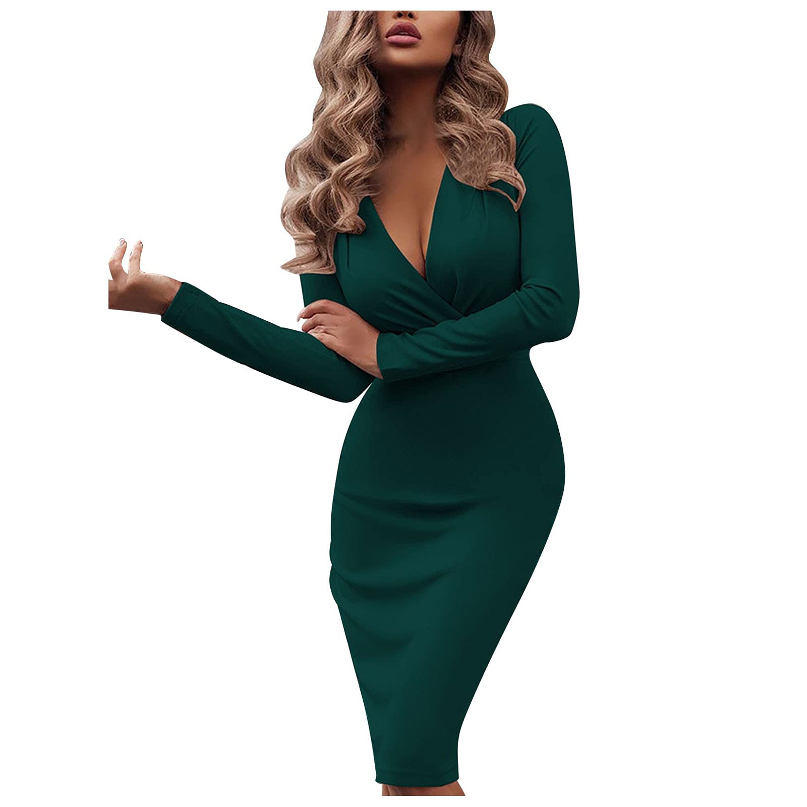 Smooto Women's Casual T-Shirt Dress - Midi & Maxi Length, Fall Wedding Formal Dresses in Green (Size XXL) | Perfect for Office, Date Night & Special Occasions