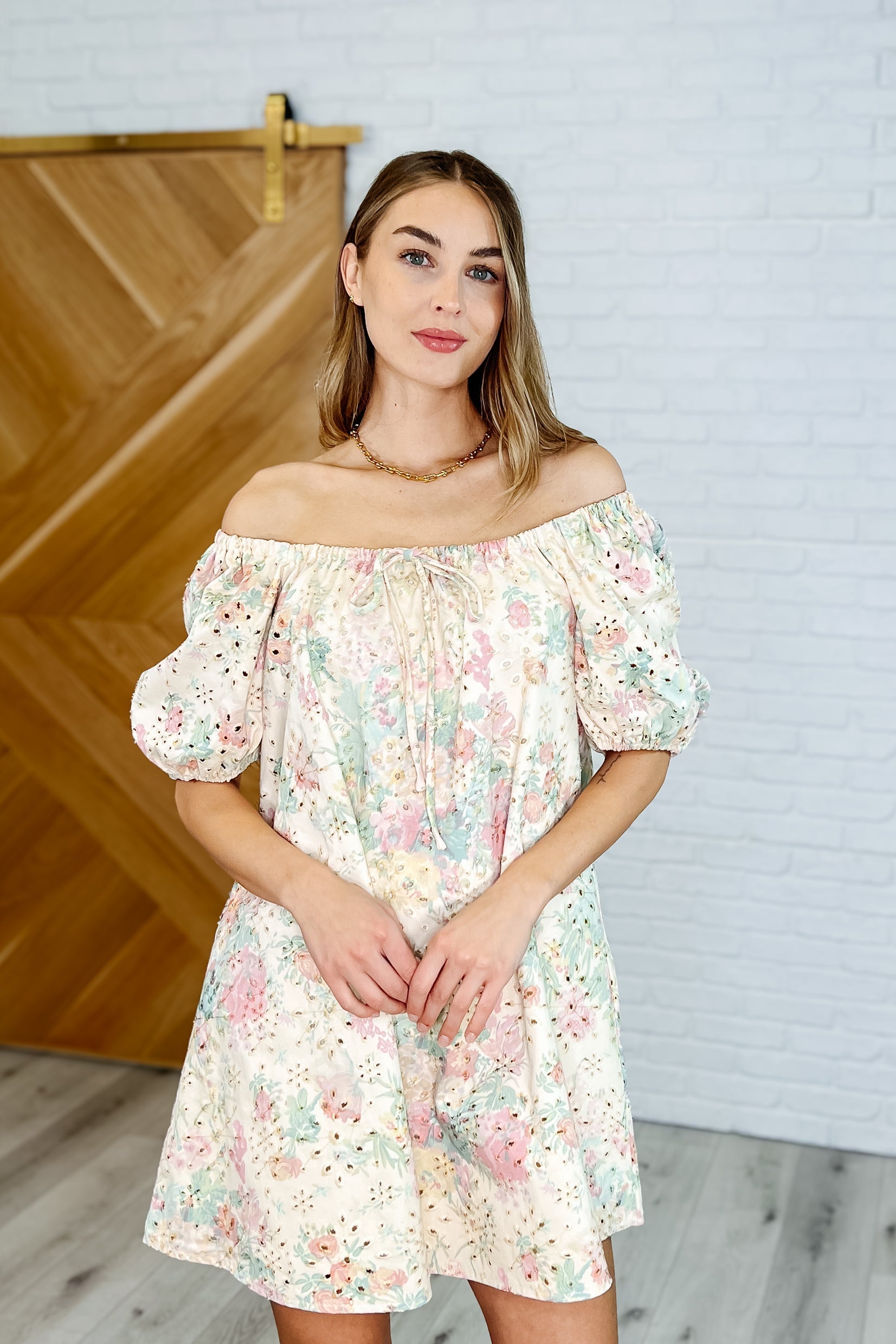 Bow Peep Eyelet Knit Dress - Floral Pink & Green Summer Dress for Women | Perfect for Beach Vacations, Garden Parties & Date Nights