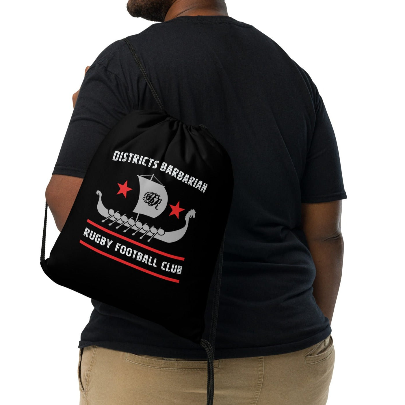 Districts Barbarian RFC Drawstring Bag - Durable Gym Sack for Sports, Travel & School - Lightweight Backpack for Workout, Camping & Everyday Use