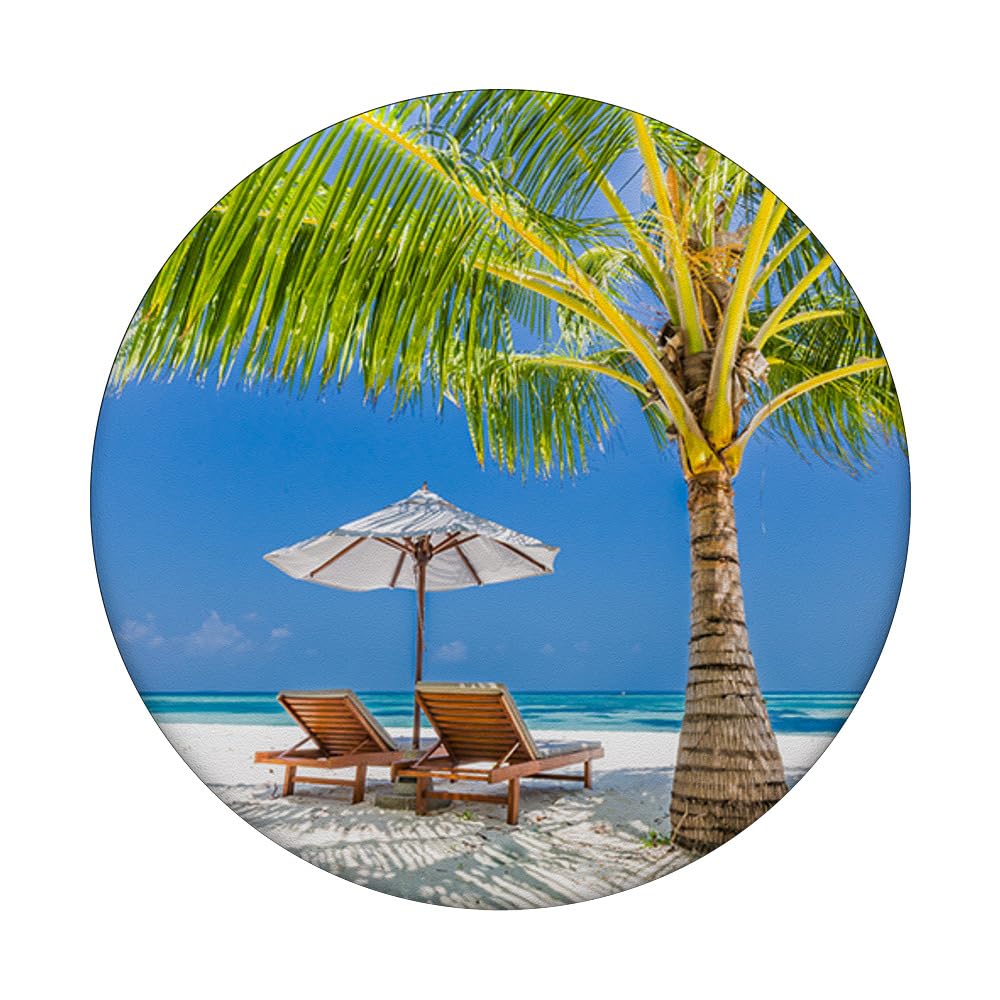 Premium Beach Chair with Pop Mount Socket & Sun Umbrella - Swappable PopGrip for Phones & Tablets - Perfect for Poolside, Vacation & Outdoor Relaxation