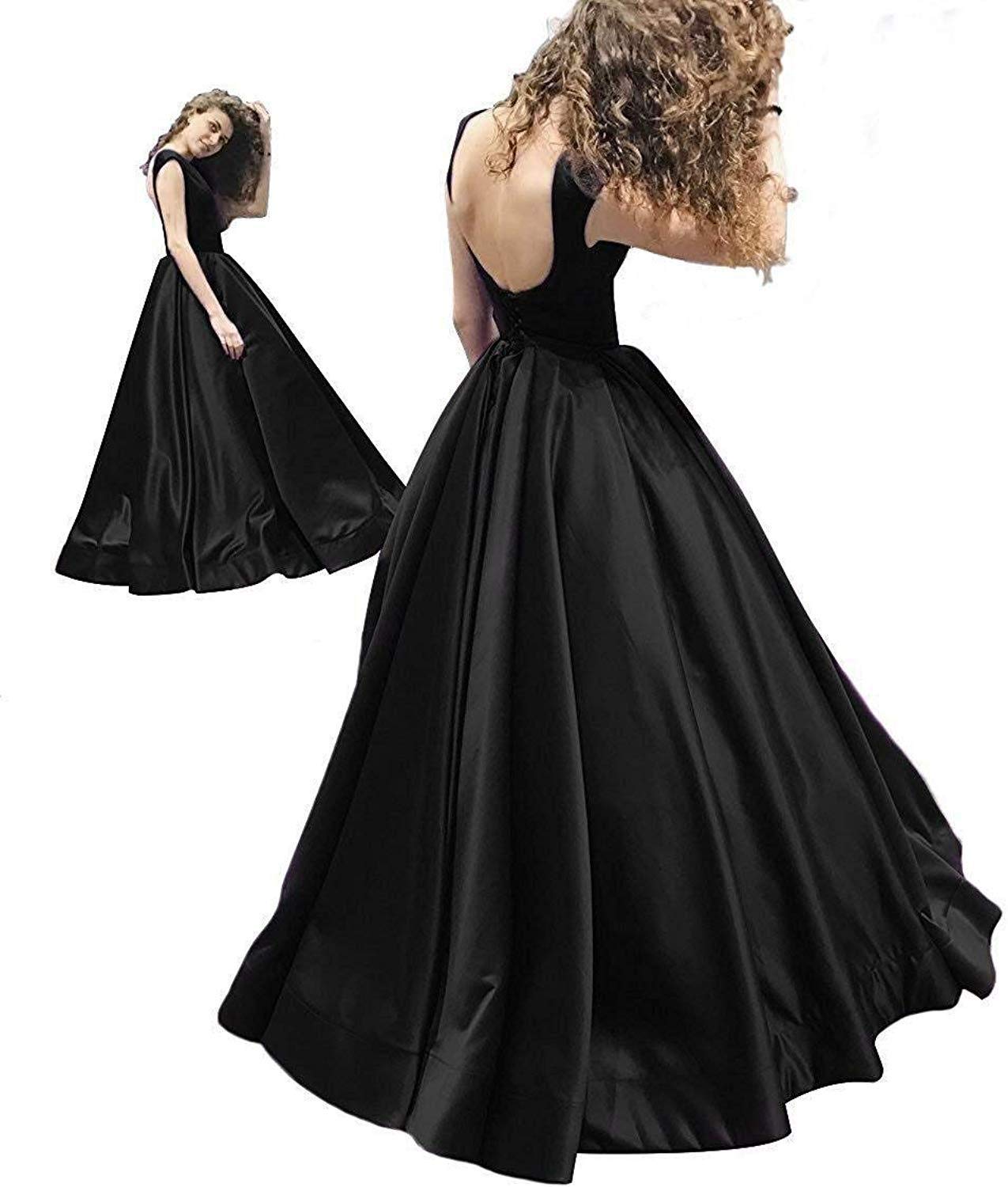 Ever-Beauty Women's A-Line Satin Prom Dress 2020 - Long Sleeveless Evening Gown for Formal Events, Homecoming & Ball EB19401 | Perfect for Prom Night, Wedding Guest & Special Occasions