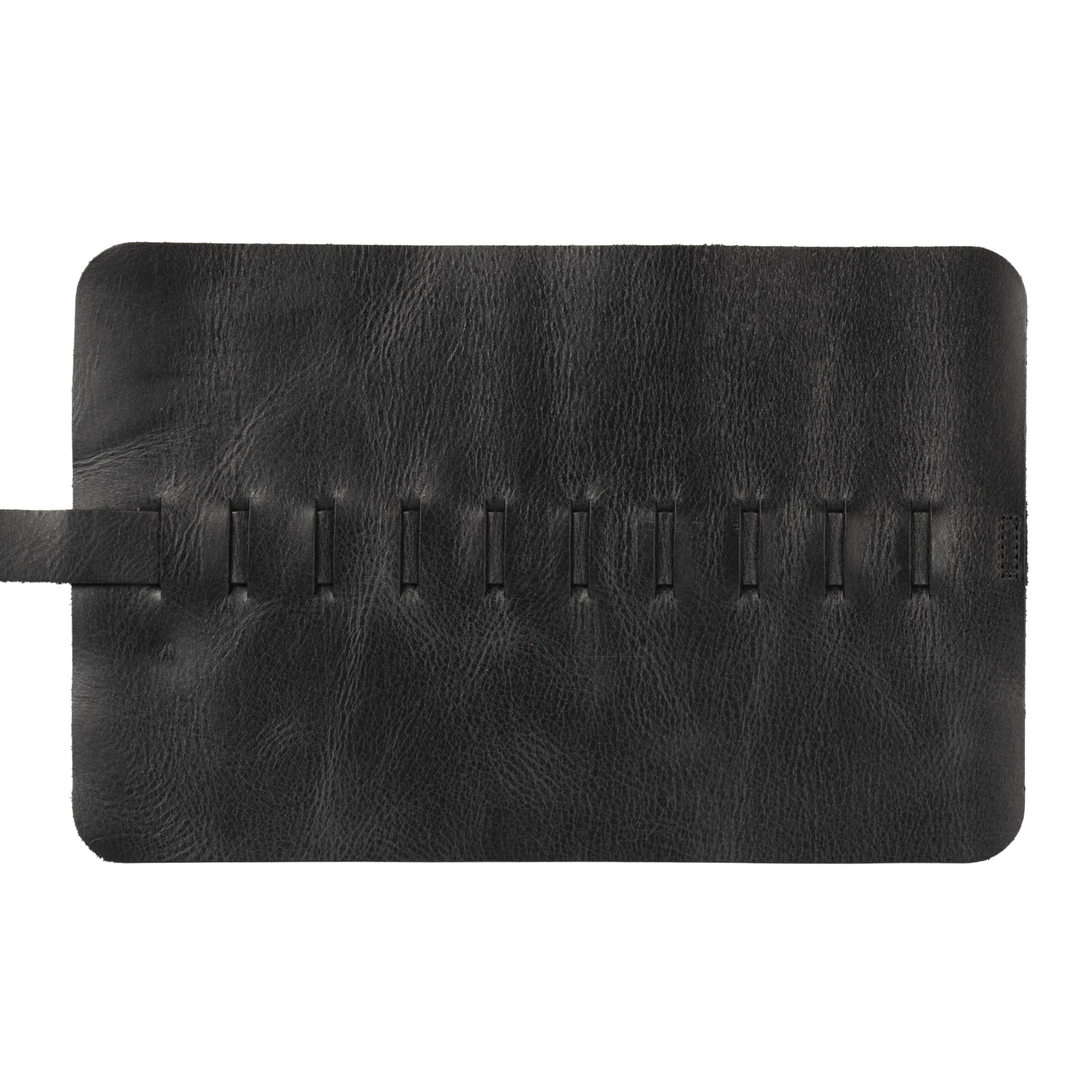 Vintage Leather Pen and Pencil Case with Metal Snap Closure - Genuine Leather Stationery Pouch for School, Office & Travel Organization