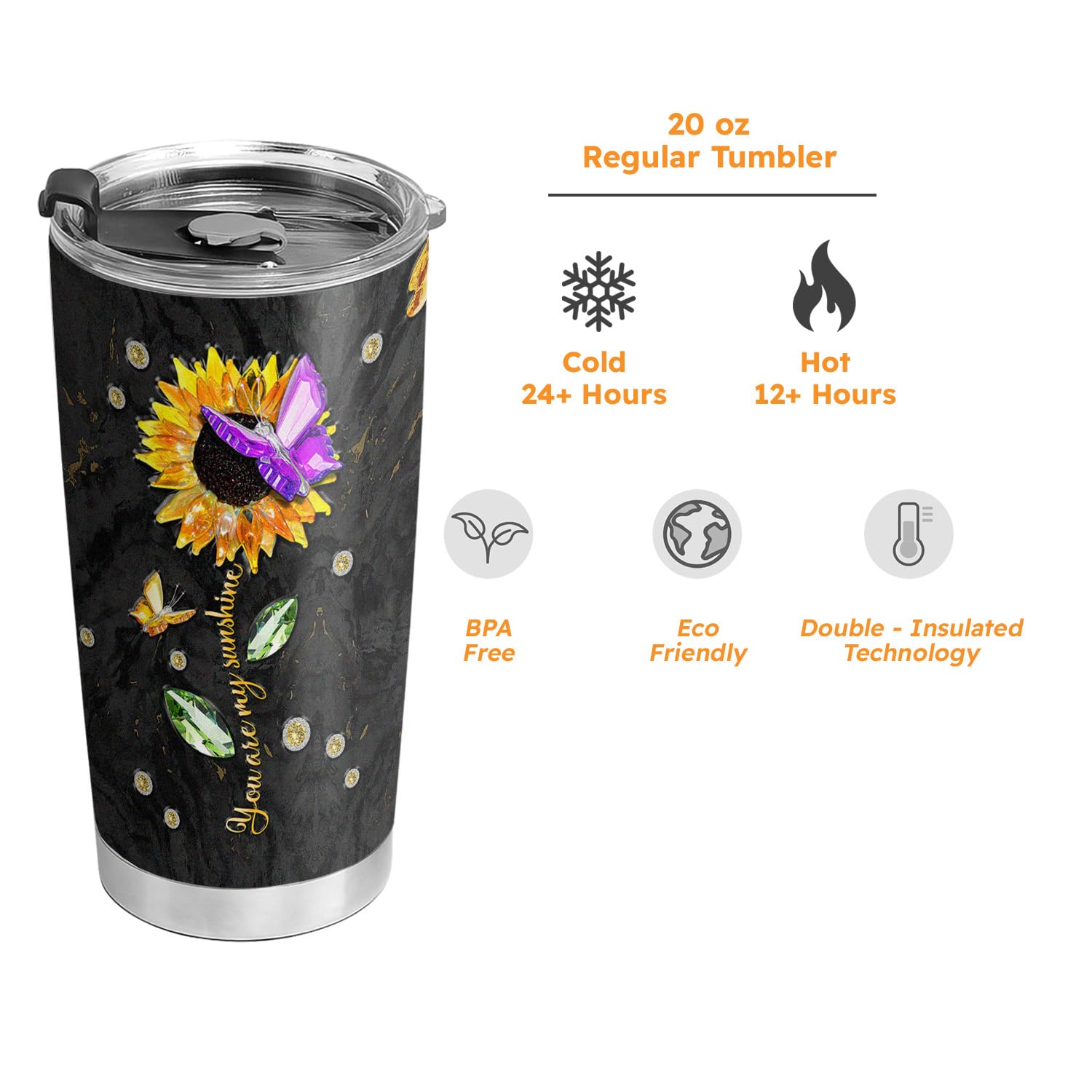 20oz Insulated Tumbler with Lid - Double Wall Vacuum Travel Coffee Mug for Women, Mom & Friends - Perfect Birthday Gift, Motivational Quote Design - Great for Office, Gym & Outdoor Activities