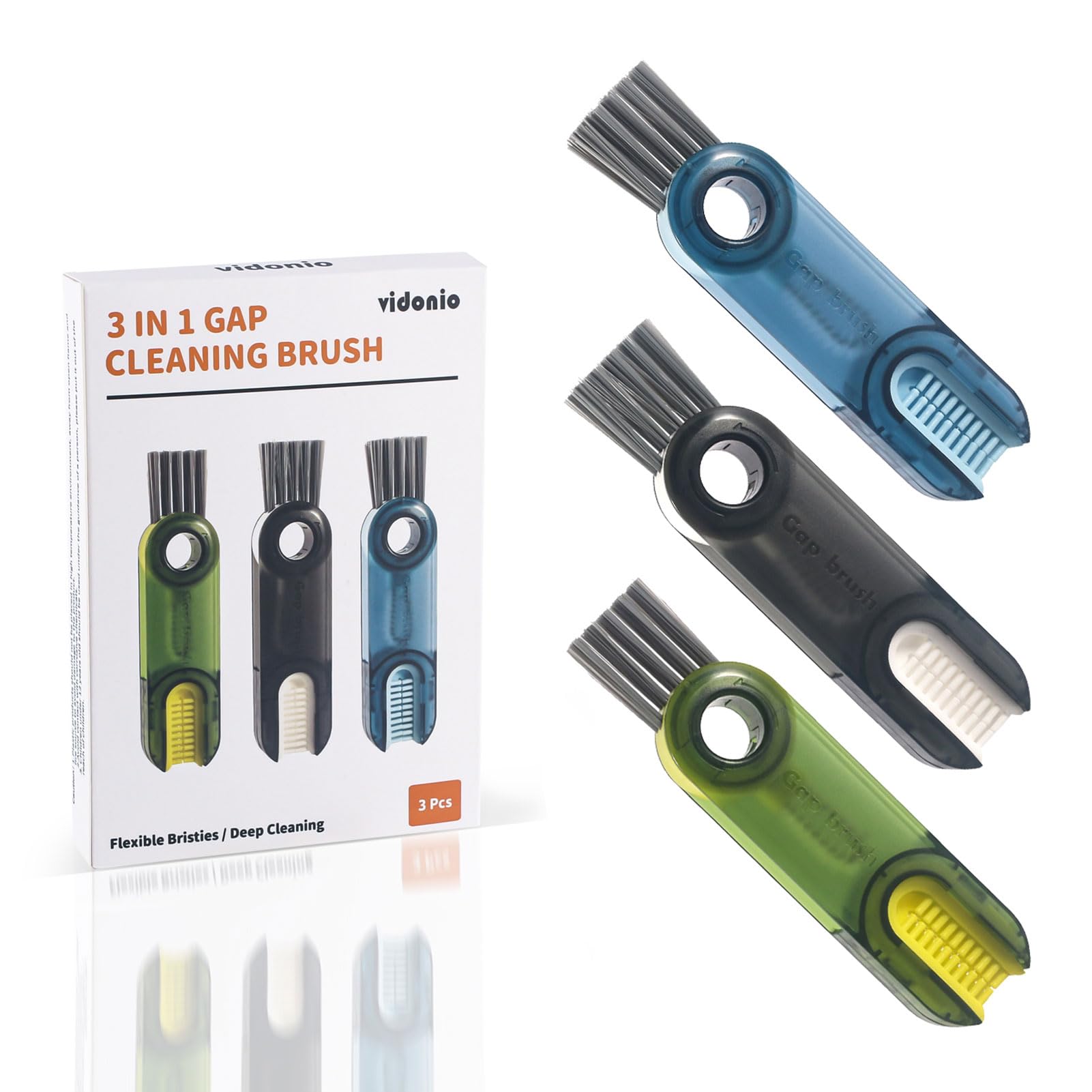 3-in-1 Cup Cleaner Brush Set - Silicone Bottle Cleaning Tools for Kitchen & Travel