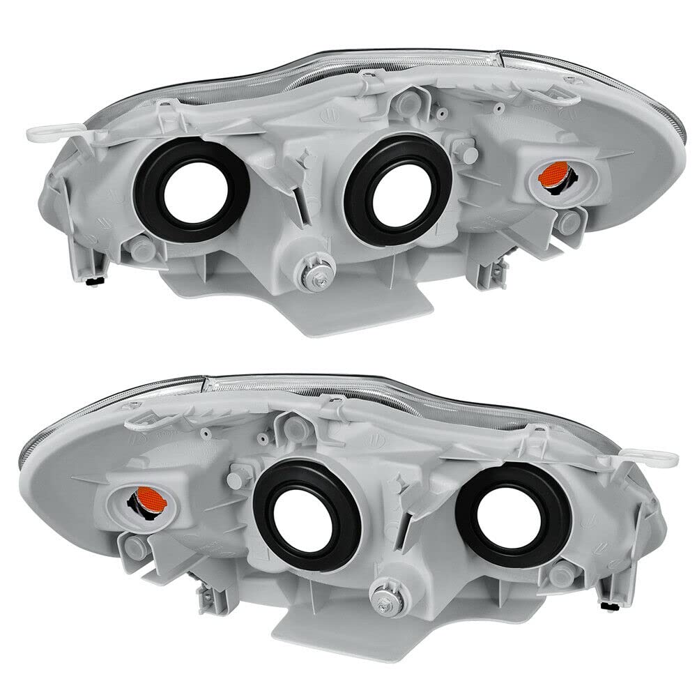 Headlight Assembly Compatible with 2003-2008 Toyota Corolla - Black Housing, Amber Reflector, Clear Lens (Driver & Passenger Side) (14028-GBK) - Perfect for Night Driving & Replacement