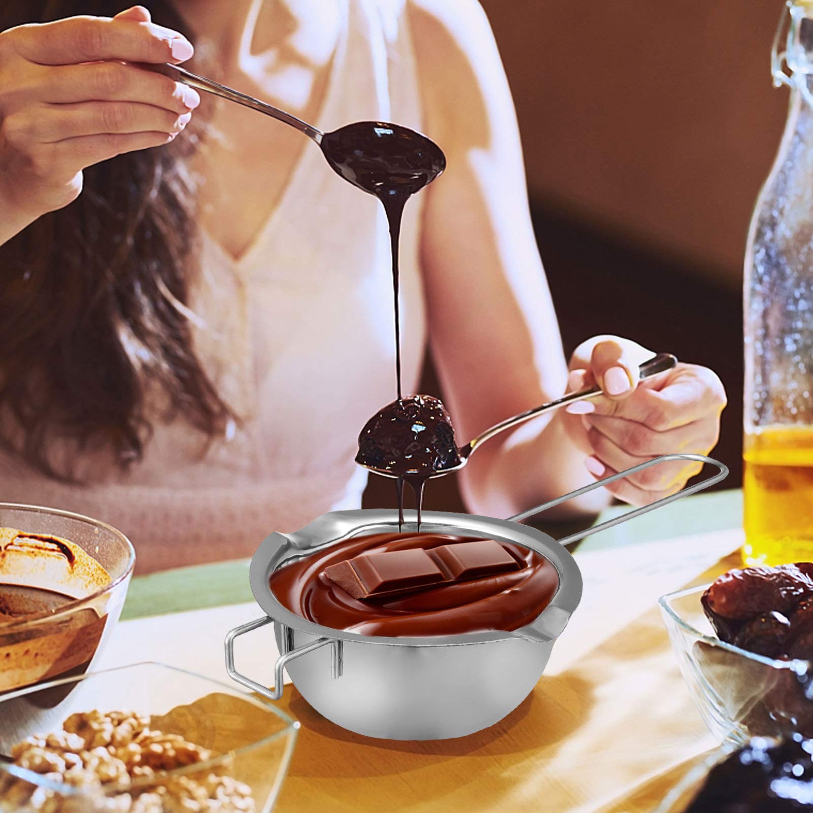 EXCEART Stainless Steel Double Boiler Pot Set - Chocolate Melting Bowl, Cheese & Wax Melting Pot for Home Baking, Candle Making & DIY Crafts - Perfect for Chocolate Fondue, Candy Making & Soap Crafting Supplies