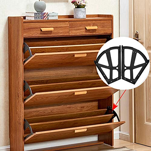 4Pcs Shoe Drawer Hinges Set - Heavy Duty Cabinet Hinge with Flip Plate Frame for Furniture, Shoe Organizer Rack - Perfect for Bedroom Closet, Living Room Storage & Home Organization Accessories