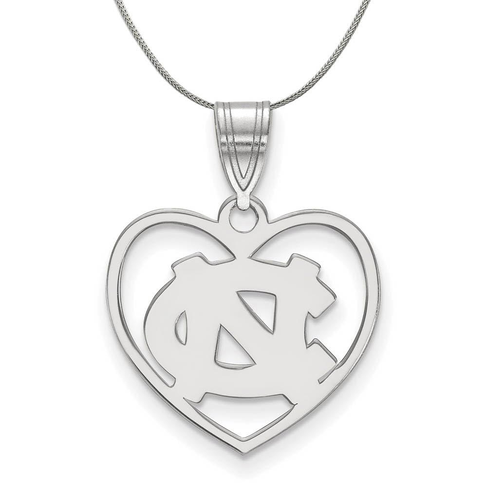 Black Bow Sterling Silver North Carolina Heart Pendant Necklace - Elegant Jewelry Gift for Women, Perfect for Valentine's Day, Anniversary & Special Occasions