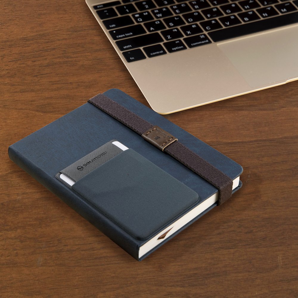 Sinjimoru Stretchy Fabric Phone Wallet - Secure Card Holder for iPhone & Android (Navy) | Stick-On Credit Card Case for Back of Phone | Perfect for Travel, Shopping & Everyday Use