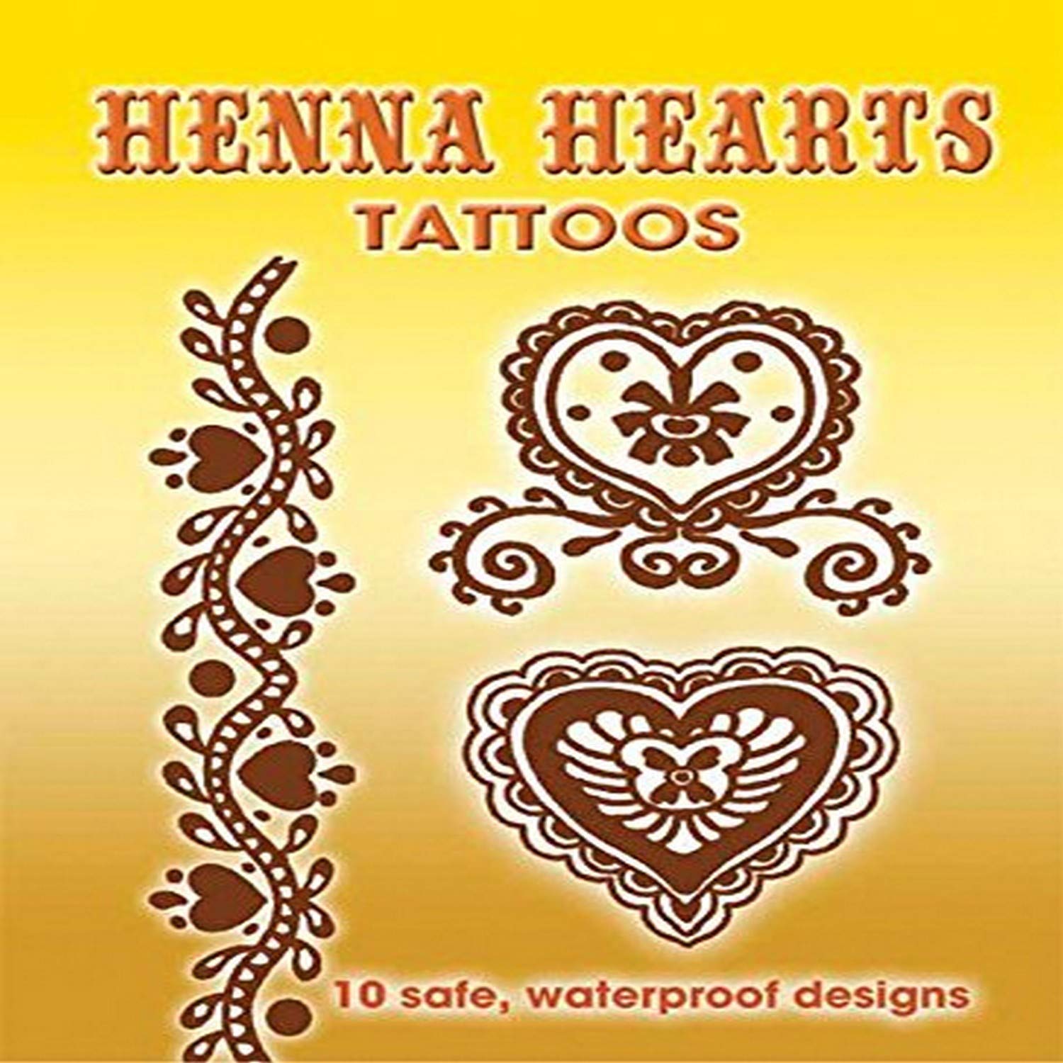 Henna Hearts Tattoos Kit - Temporary Body Art for Parties & Festivals