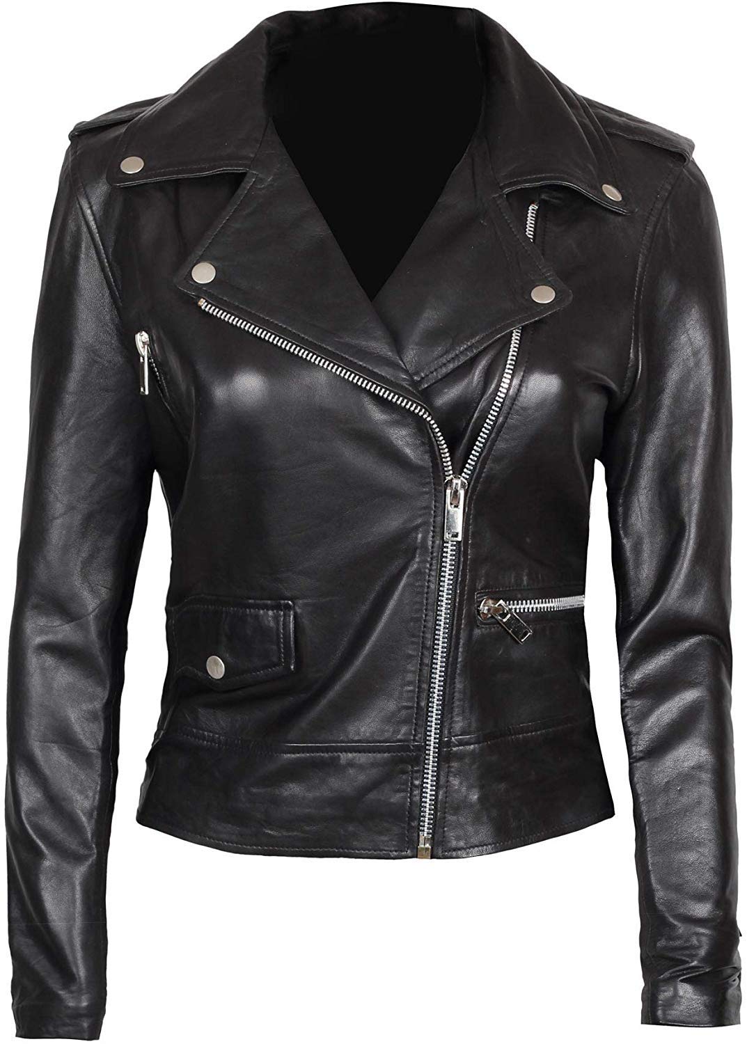 Genuine Leather Motorcycle Jacket for Women - Premium Biker Jacket with Stylish Design - Perfect for Riding, Casual Wear & Outdoor Adventures