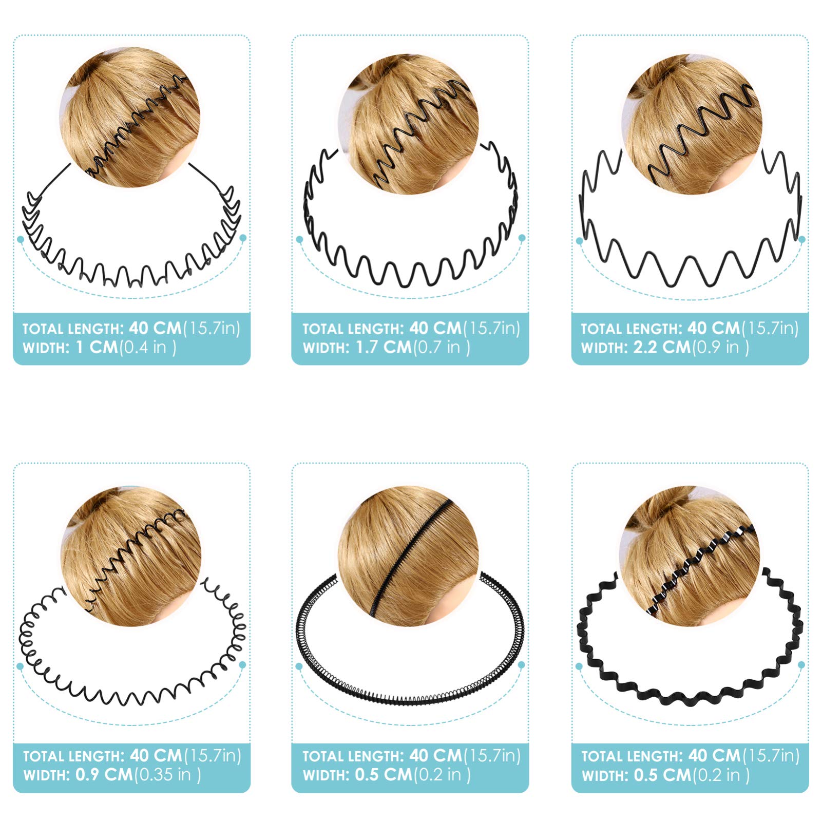 Unisex Metal Wavy Hairband - Soft Elastic Stretch Headband for Men & Women (8Pcs) - Perfect for Sports, Workouts, Yoga & Everyday Fashion
