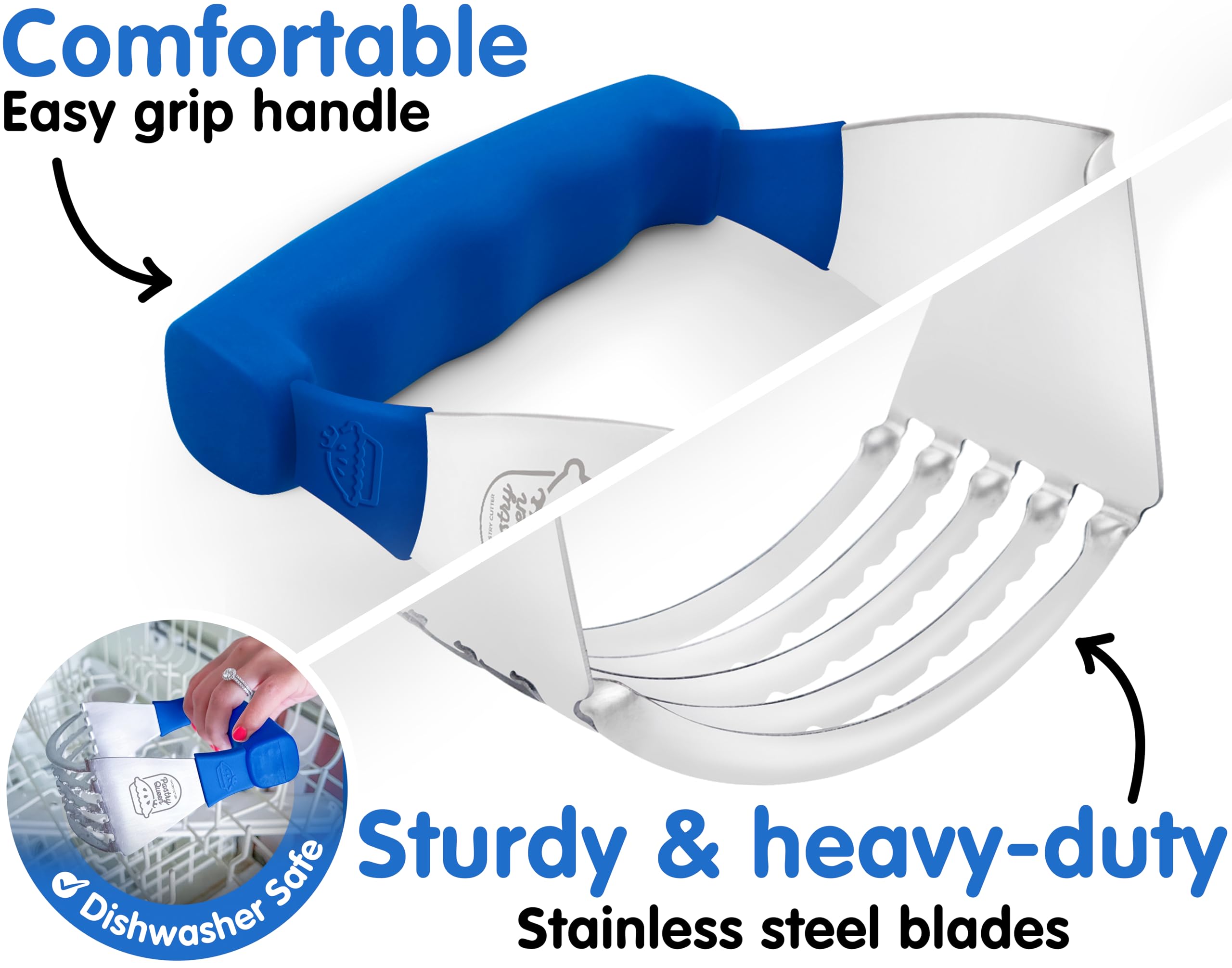 Heavy Duty Stainless Steel Pastry Cutter & Dough Blender - Comfortable Ergonomic Handle, Dishwasher Safe - Perfect for Flaky Pie Crusts, Biscuits & Pastry Dough - Ideal for Baking, Cooking & Holiday Dessert Preparation