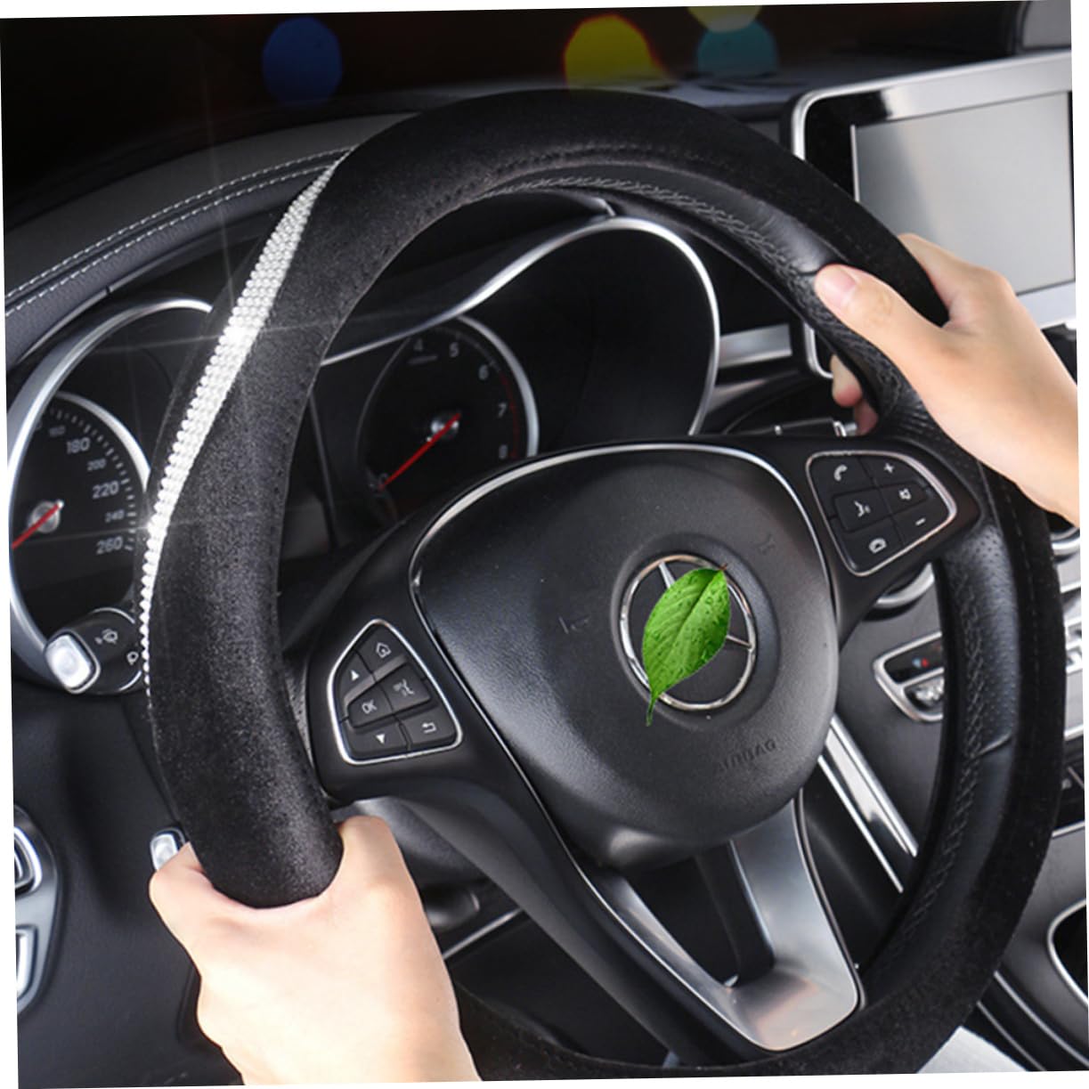 Alasum 4pcs Rhinestone Steering Wheel Covers - Sparkling Bling Accessories for Cars, Universal Fit, Non-Slip Grip (Pink, Cute Design) - Perfect for Women's Cars, Gifts, and Adding Glam to Daily Commutes