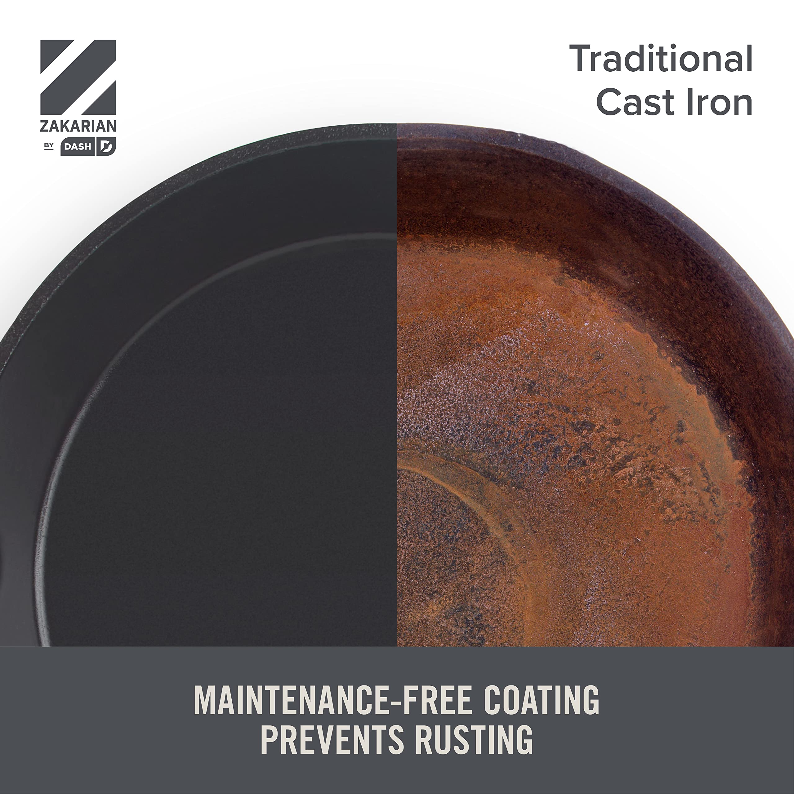 DASH Zakarian by Dash 4.5Qt Nonstick Cast Iron Braiser Pan - Grey Cookware for Braising, Frying, Roasting & Baking | Perfect for Stovetop, Oven & Grill Use