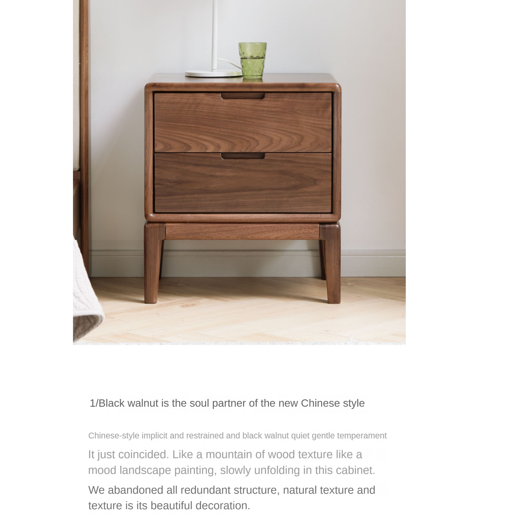 Premium Black Walnut & Ash Solid Wood Nightstand - Modern Nordic Style Bedside Table for Bedroom, Living Room, or Office - Durable & Stylish Furniture with Storage Shelf