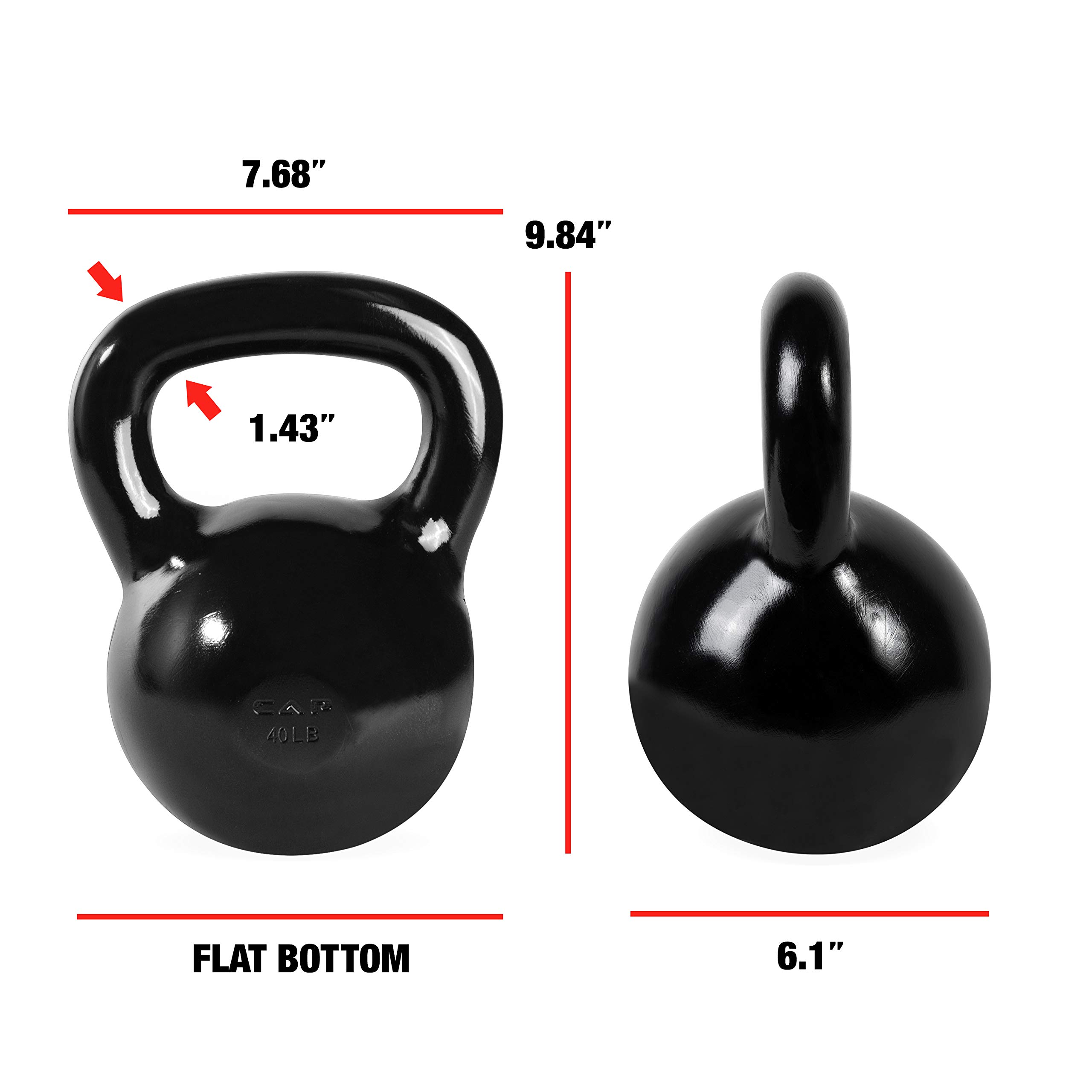 Premium Cap Barbell Enamel Coated Cast Iron Kettlebell - Home Gym Equipment for Strength Training, CrossFit, HIIT & Functional Fitness Workouts