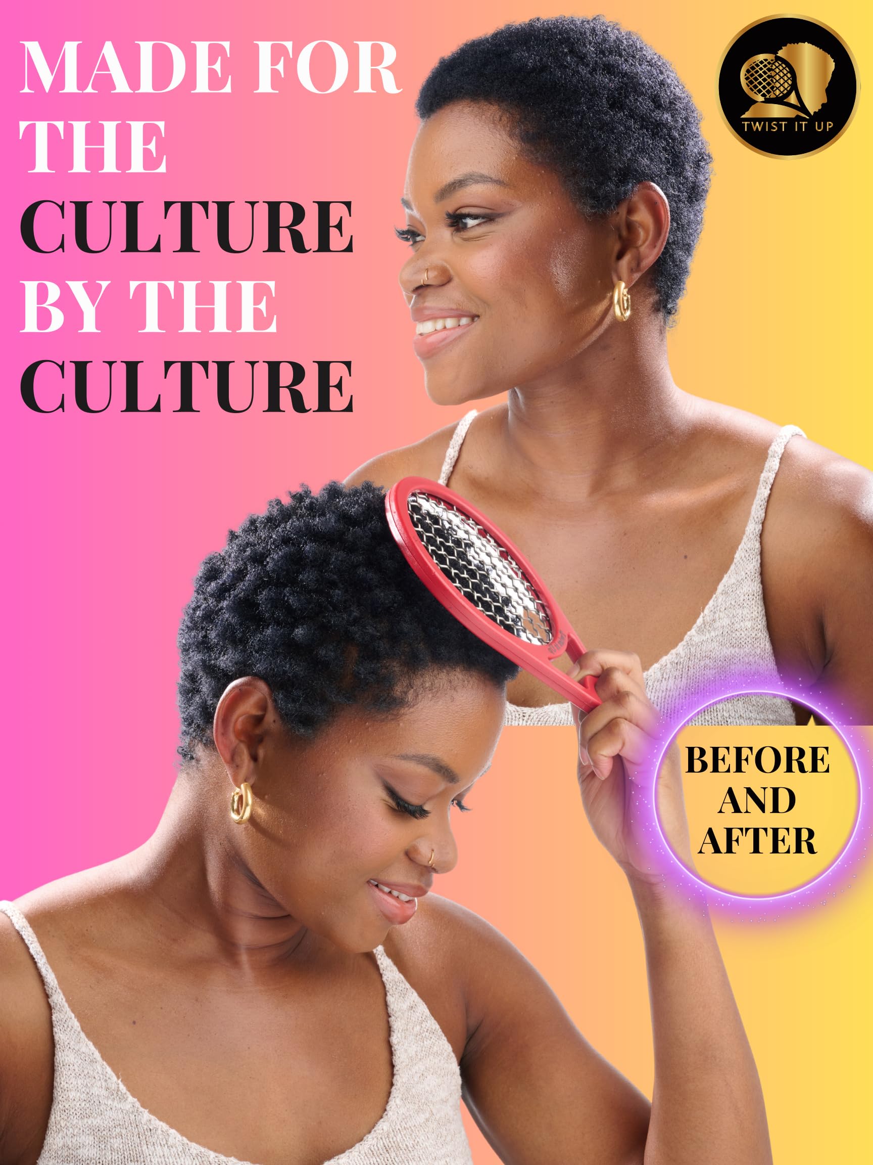Twist It Up Comb with Gel (Unity Black) - Perfect for Styling and Defining Curly, Coily & Natural Hair - Salon & Home Use