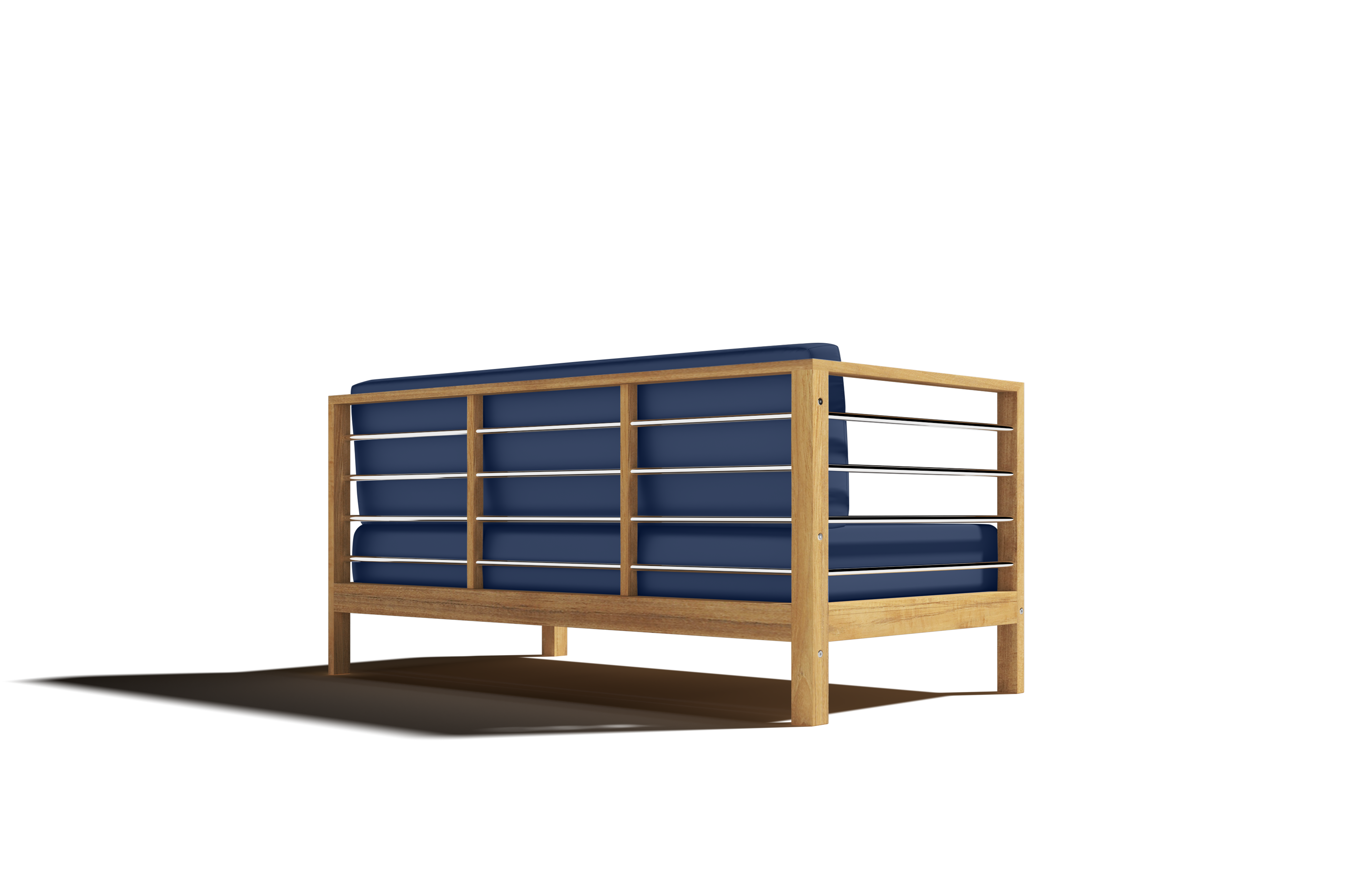 Leon Teak Outdoor Sectional Left Sofa with Sunbrella Navy Cushion - Waterproof Patio Furniture for Poolside, Garden & Backyard Relaxation